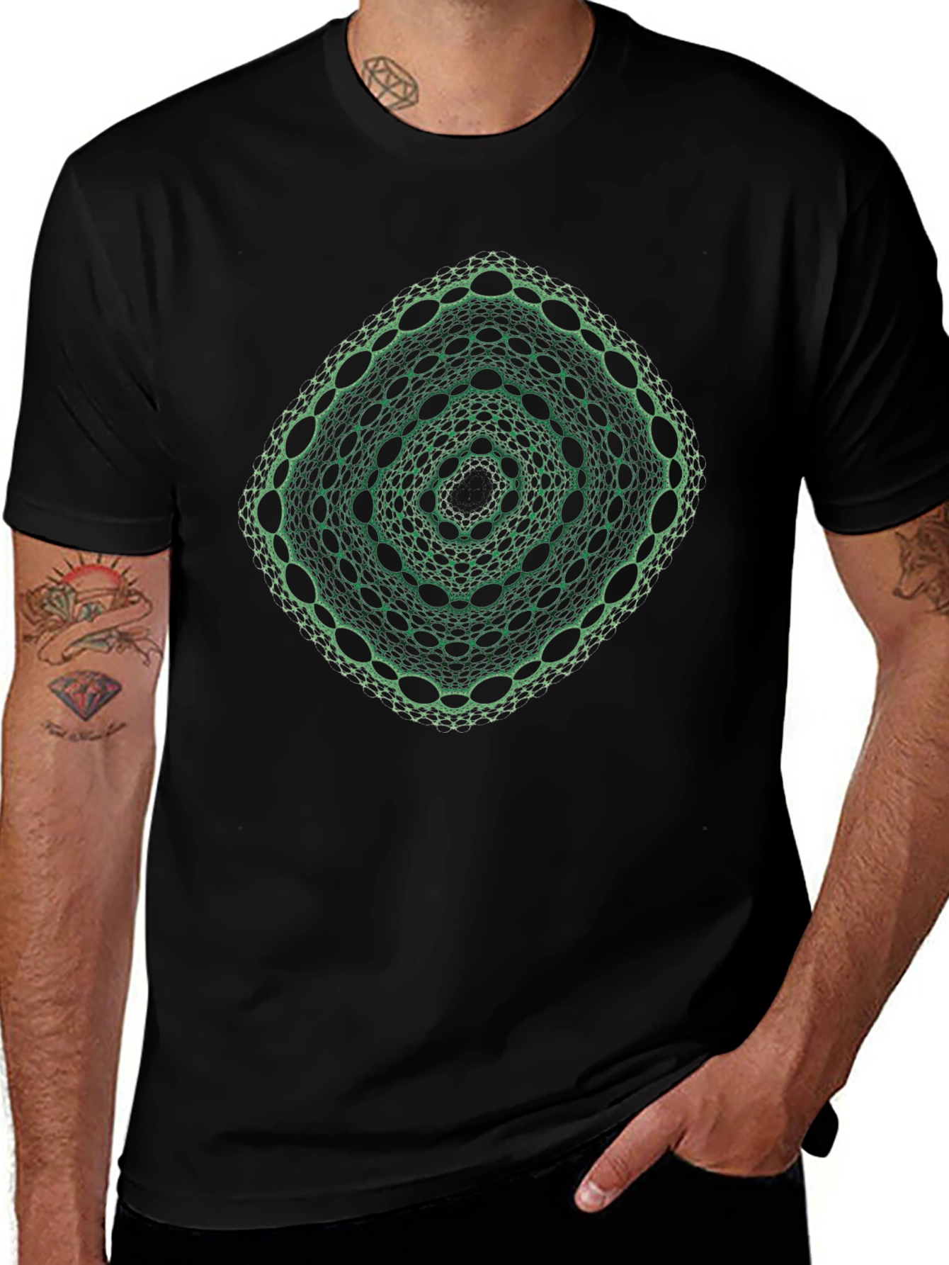 Geometric Green Fractal Tee