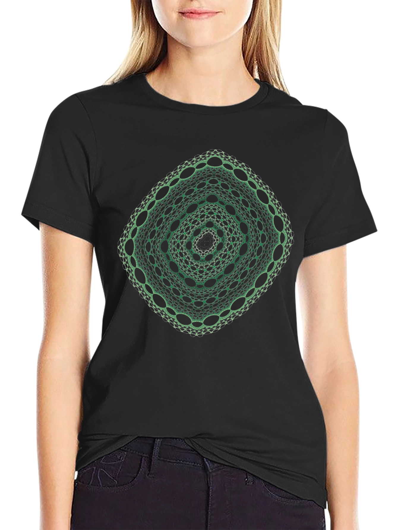 Geometric Green Fractal Tee
