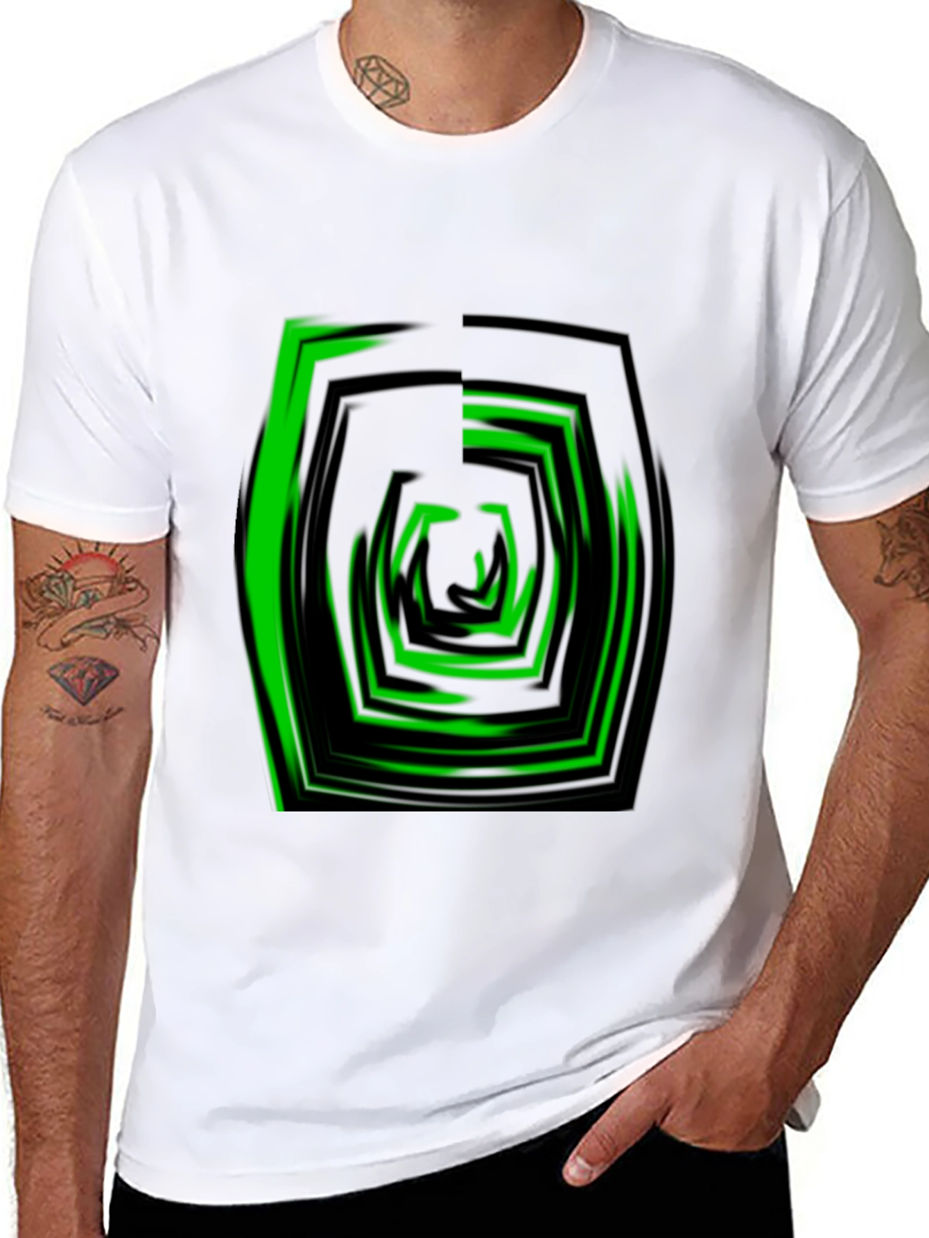 Abstract Hexagon Graphic Tee - Modern Black T-Shirt