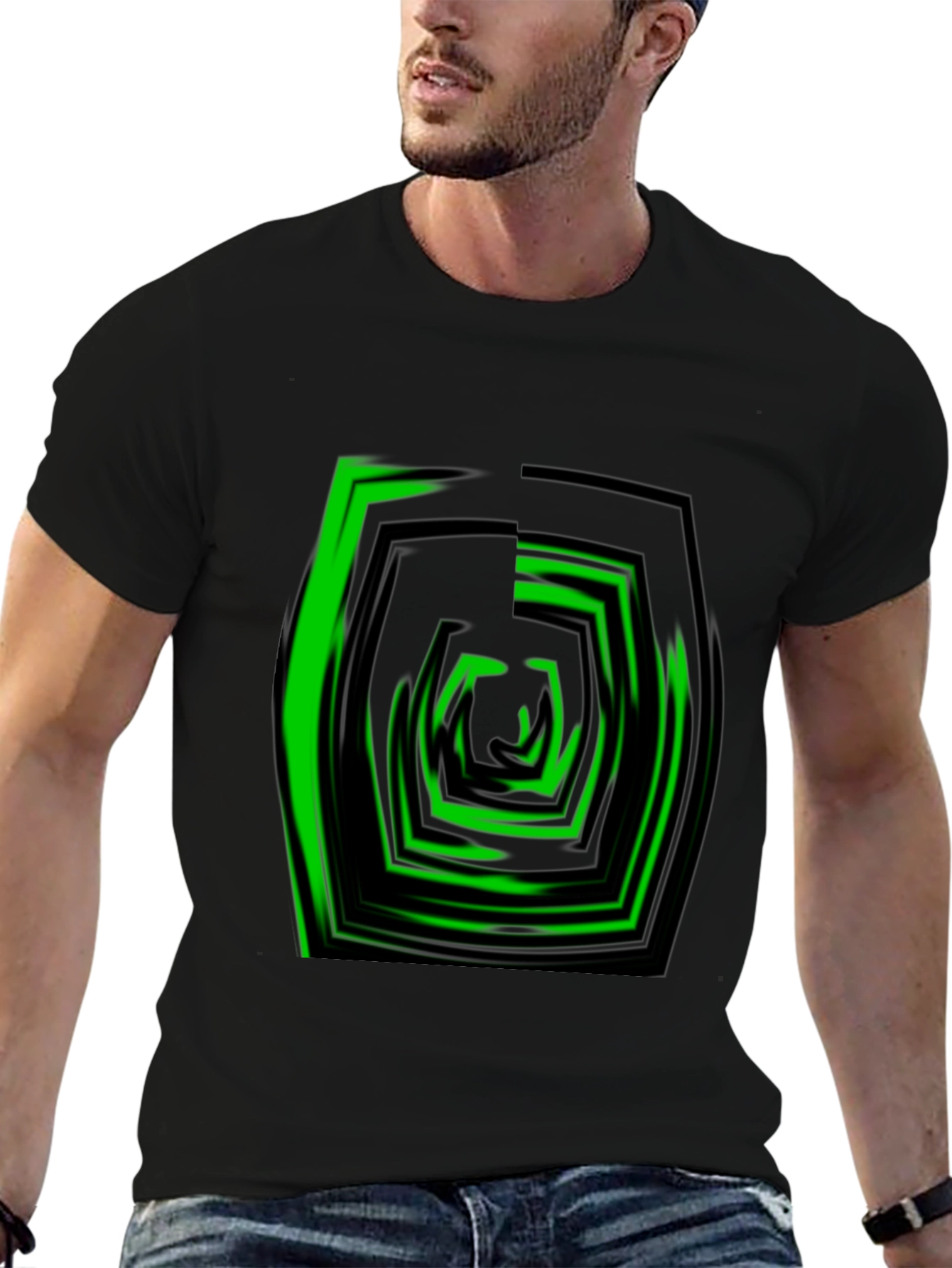 Abstract Hexagon Graphic Tee - Modern Black T-Shirt