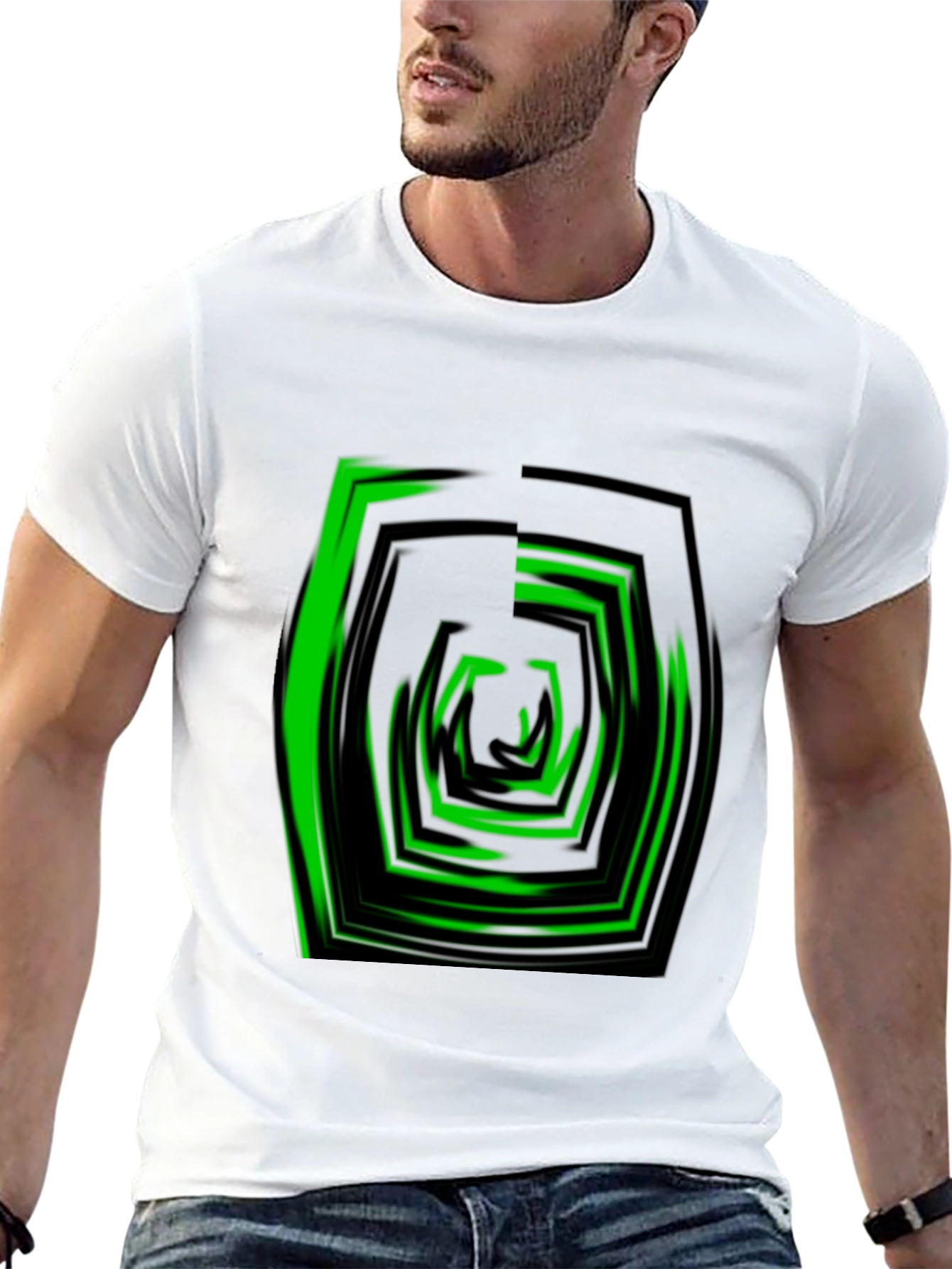 Abstract Hexagon Graphic Tee - Modern Black T-Shirt