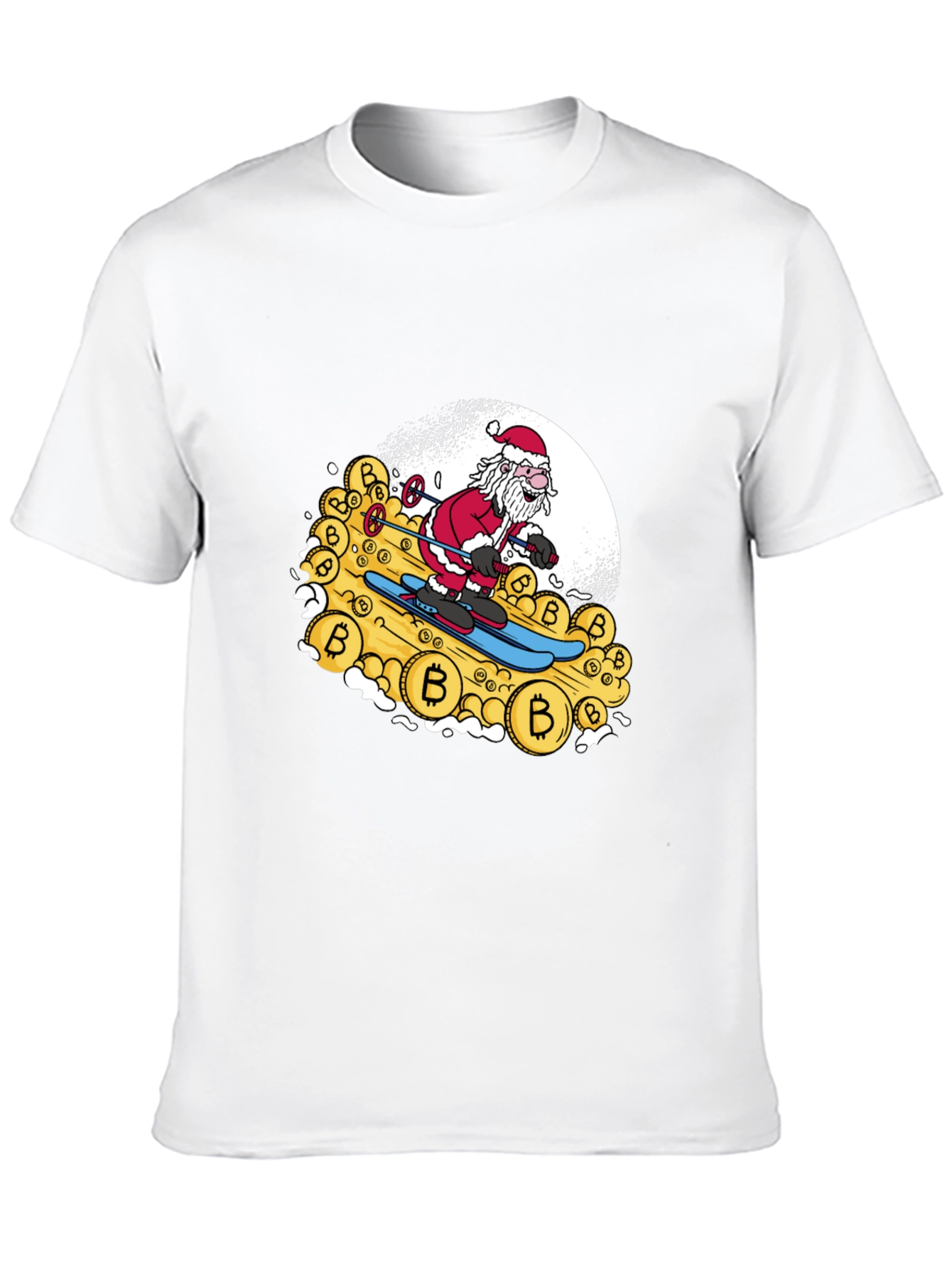 Santa Bitcoin Skiing Black Tee
