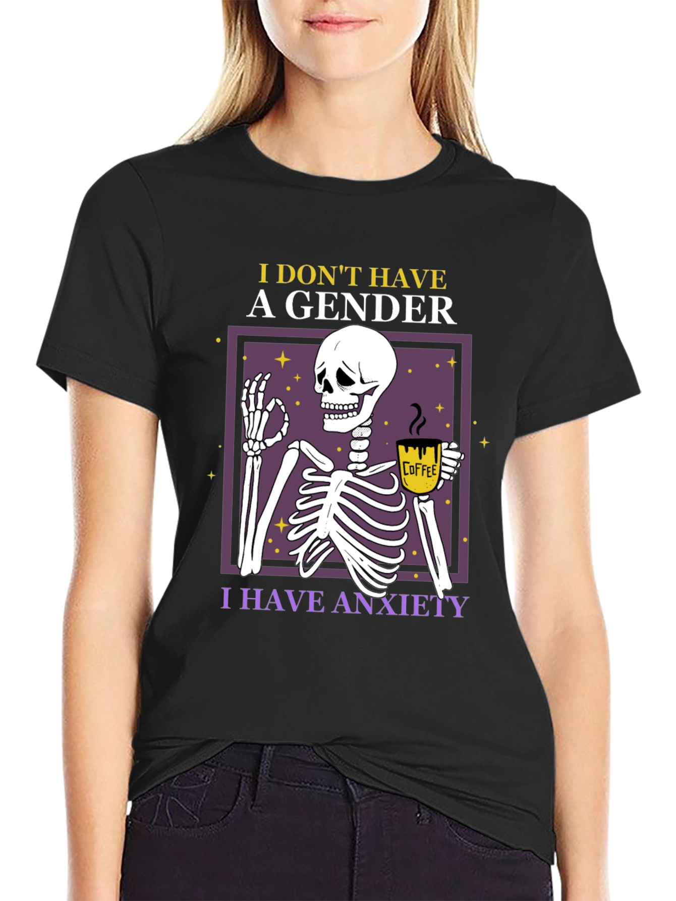 Anxiety Skeleton T-Shirt - I Dont Have A Gender