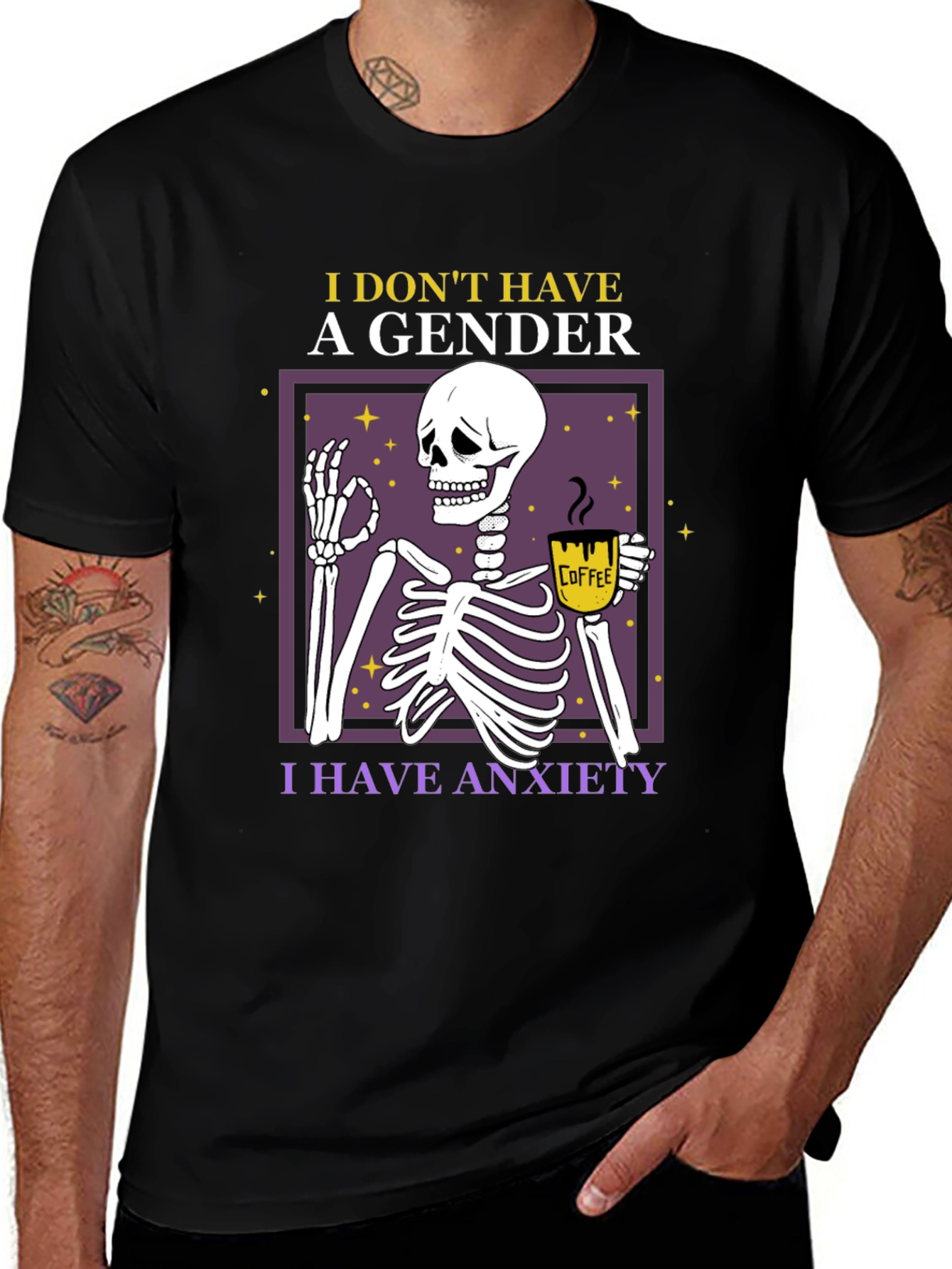 Anxiety Skeleton T-Shirt - I Dont Have A Gender