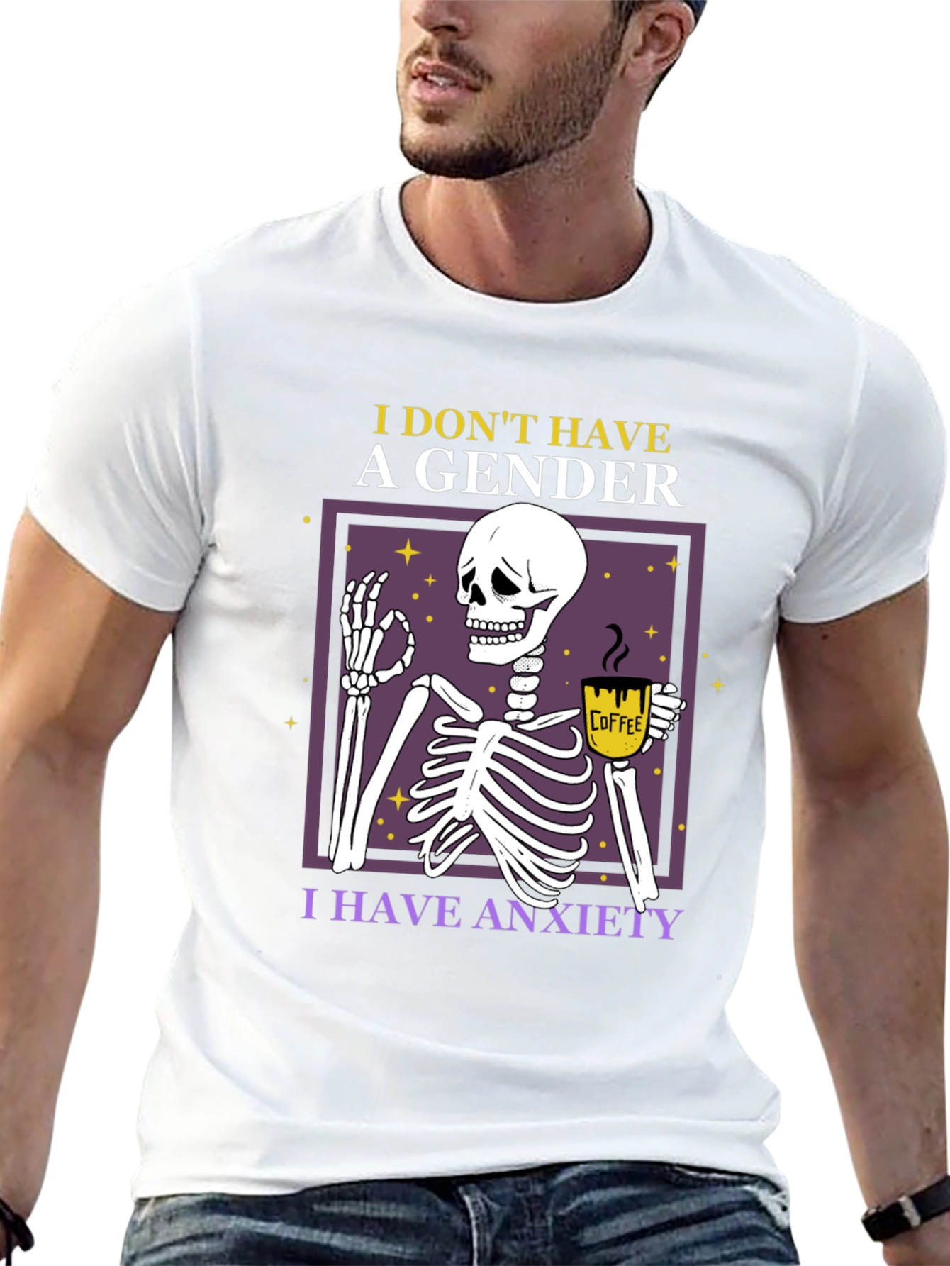 Anxiety Skeleton T-Shirt - I Dont Have A Gender