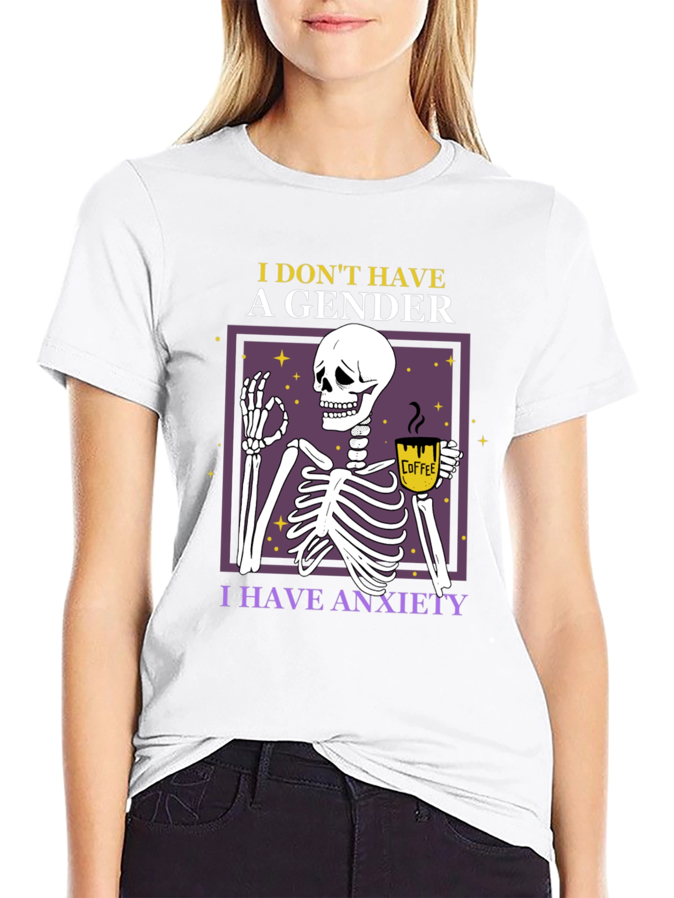 Anxiety Skeleton T-Shirt - I Dont Have A Gender