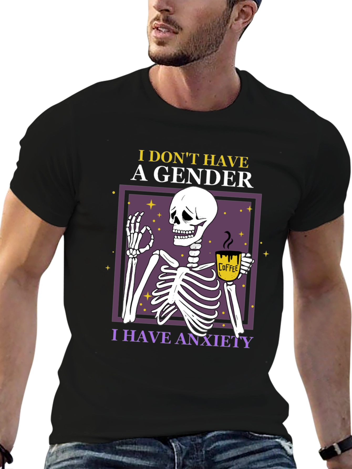 Anxiety Skeleton T-Shirt - I Dont Have A Gender