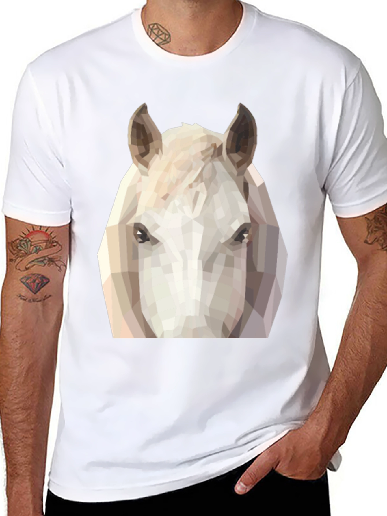 Geometric Horse Tee - Modern Animal Graphic T-Shirt