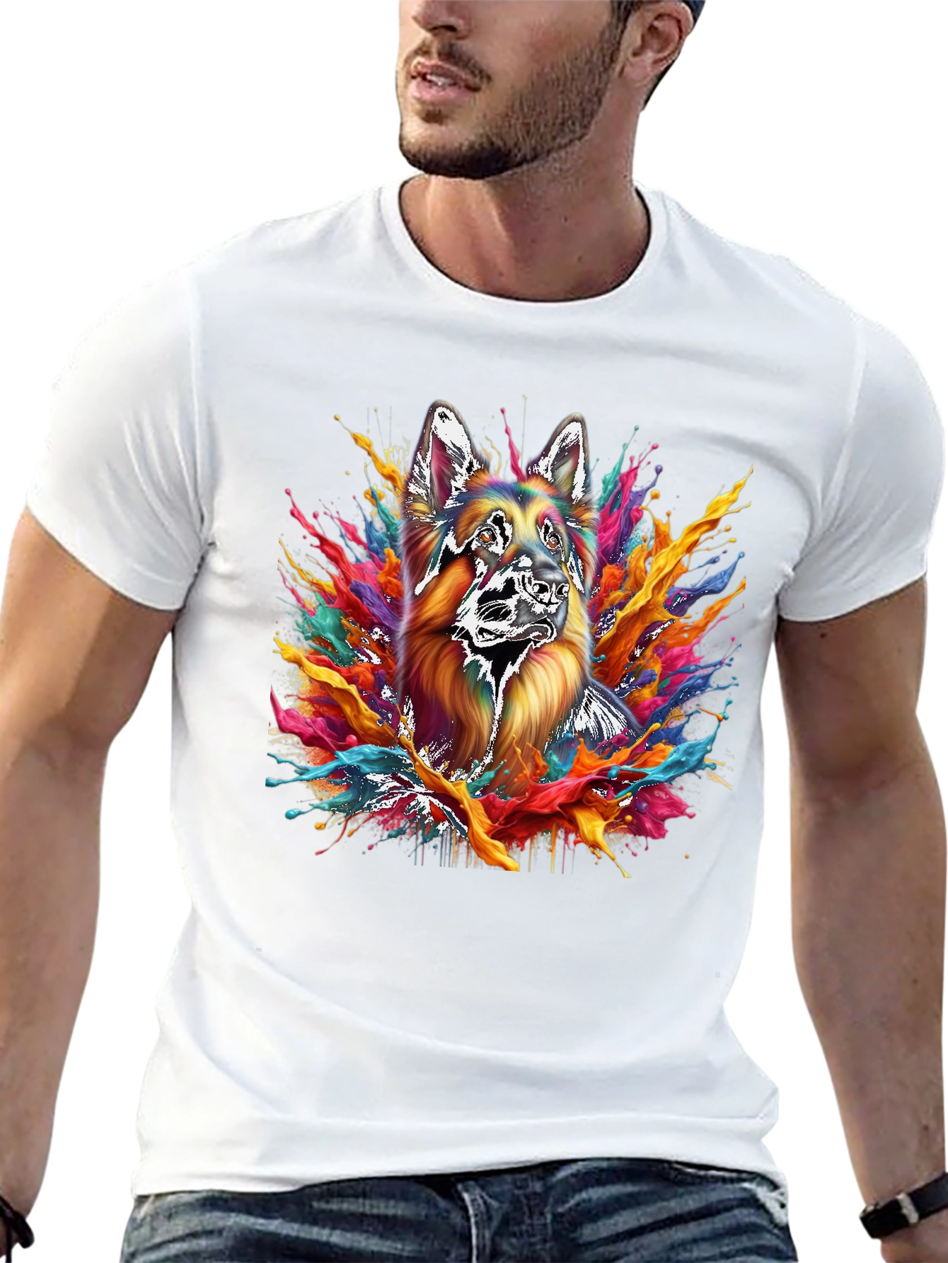 German Shepherd Splash Art T-Shirt