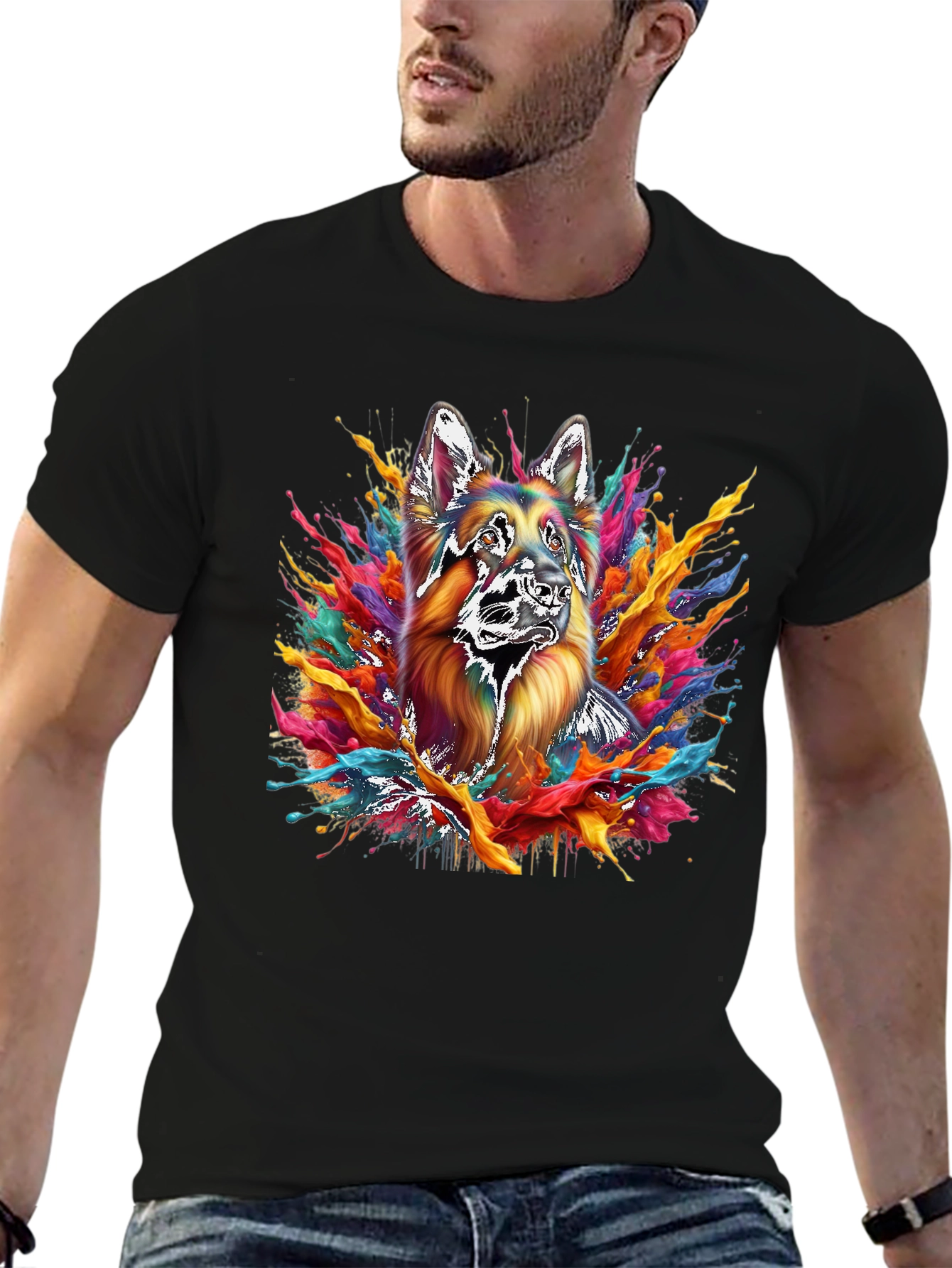 German Shepherd Splash Art T-Shirt