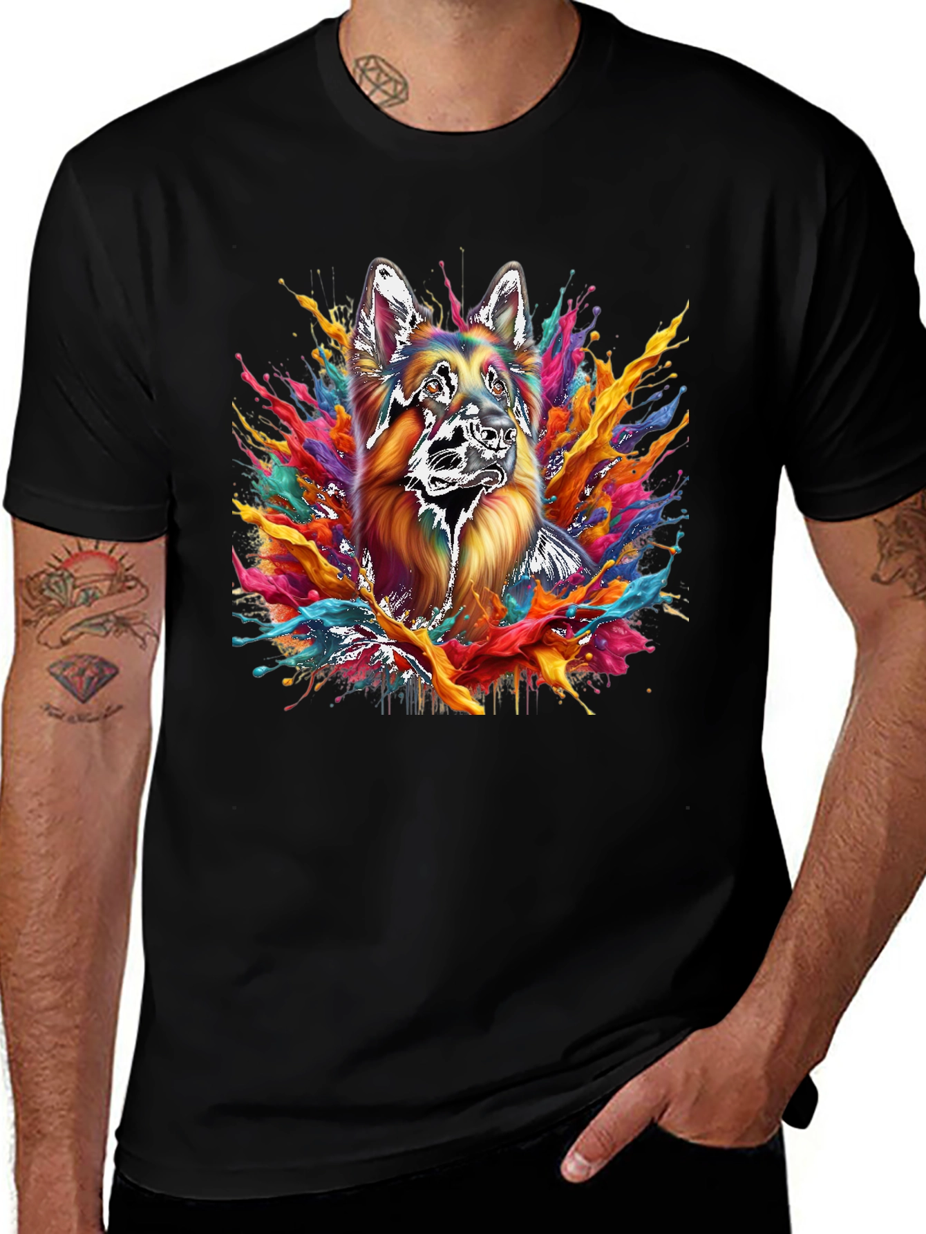 German Shepherd Splash Art T-Shirt
