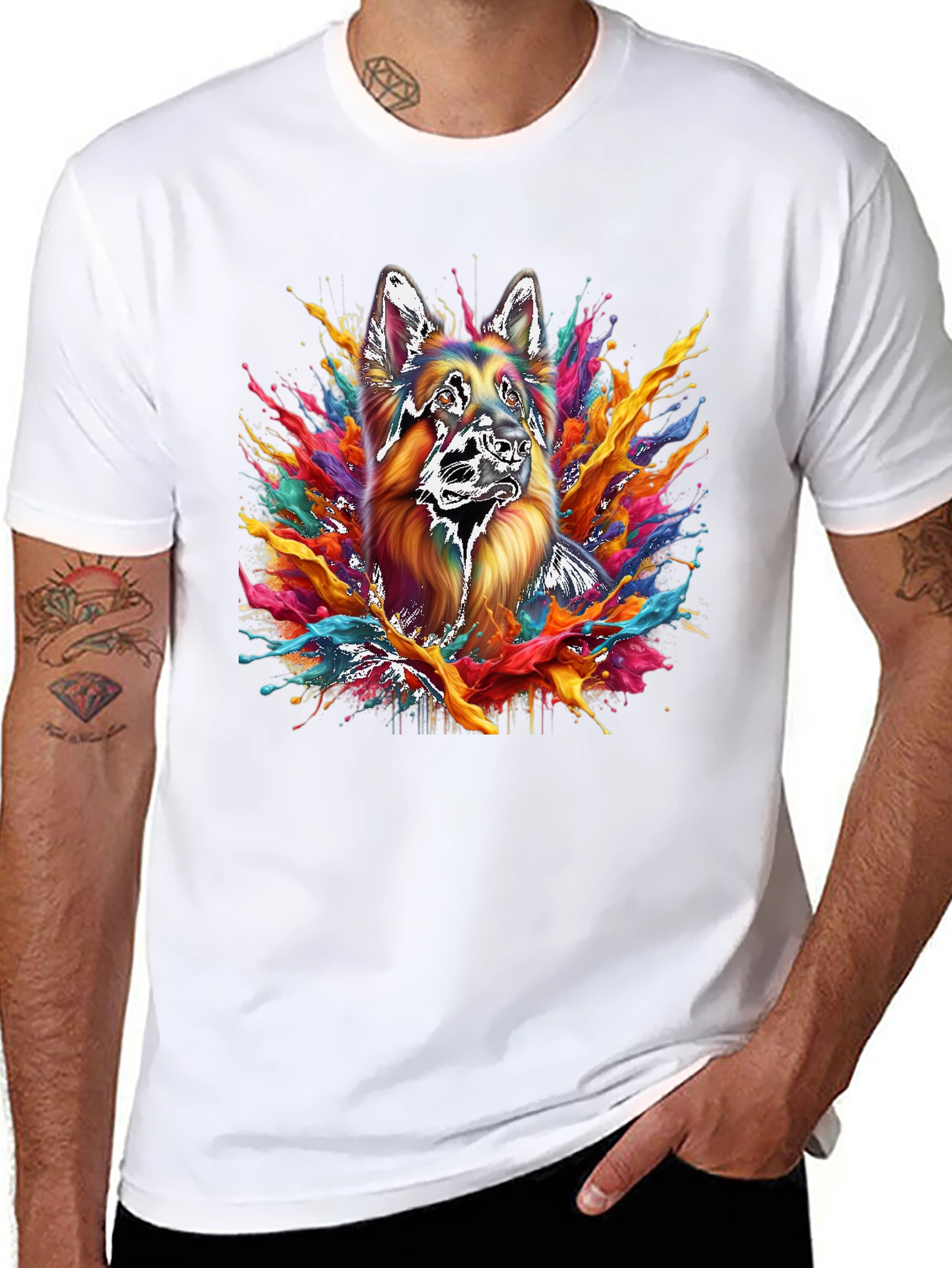 German Shepherd Splash Art T-Shirt