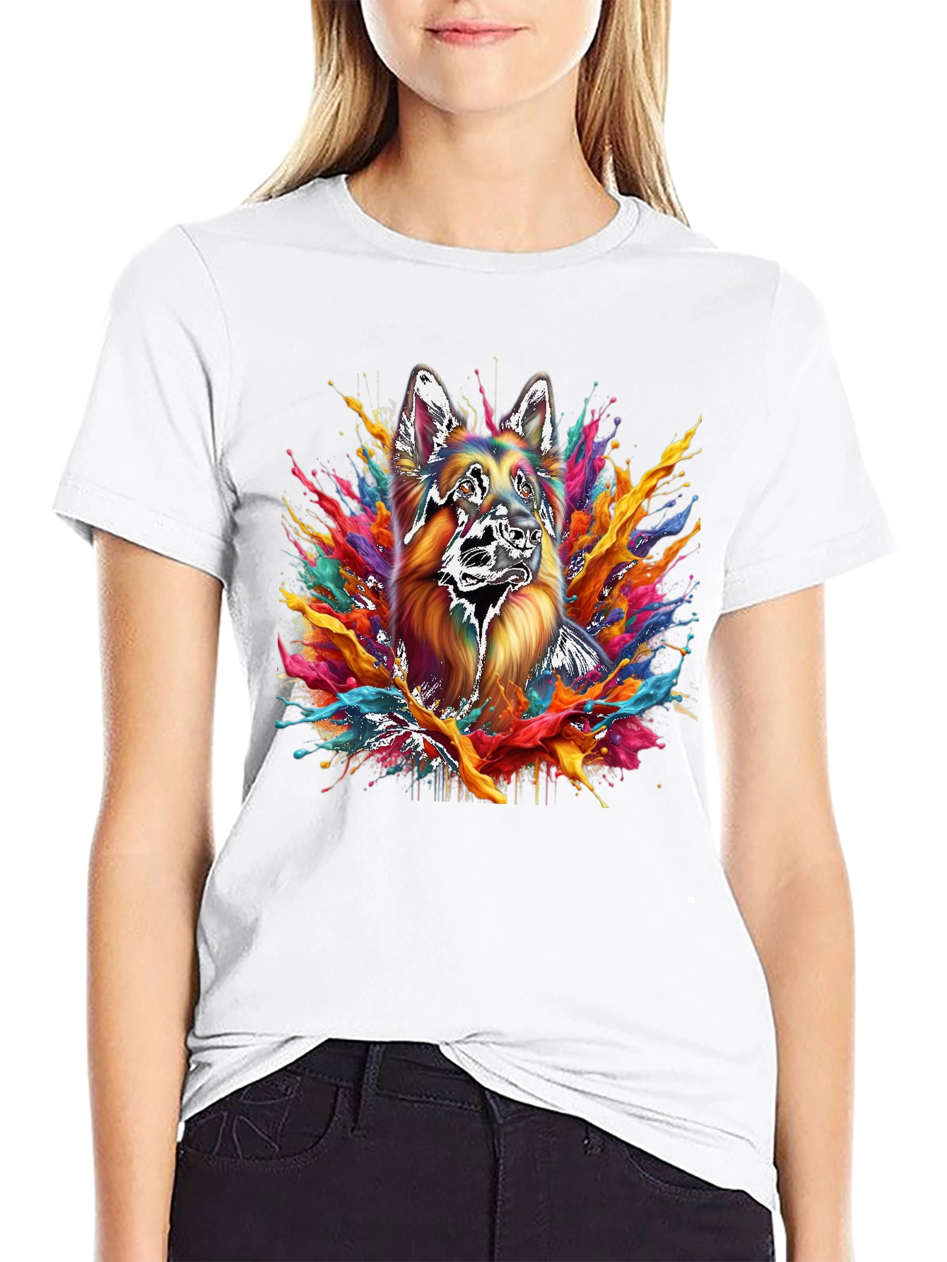 German Shepherd Splash Art T-Shirt