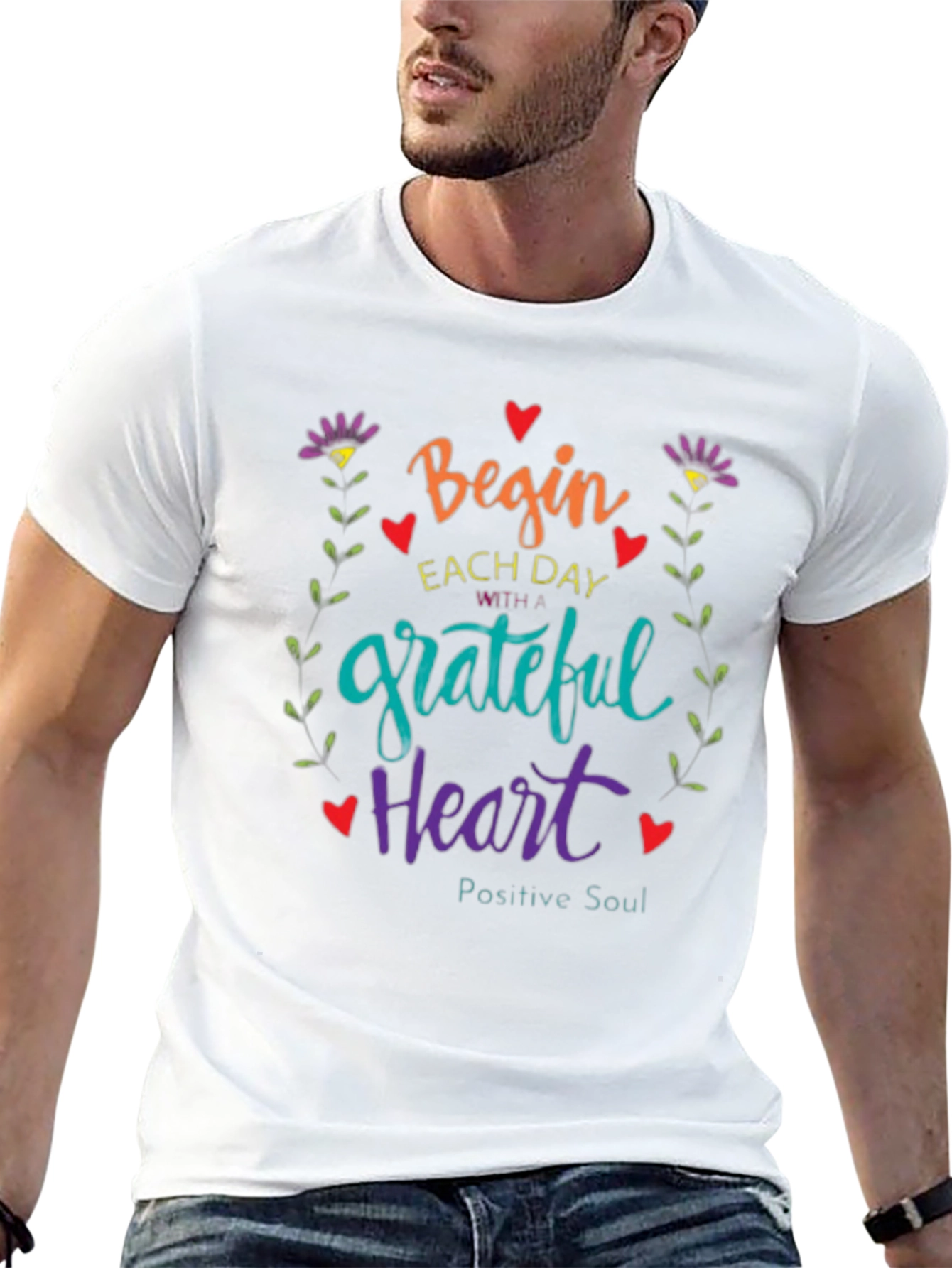 Grateful Heart Graphic Tee - Positive Soul Shirt