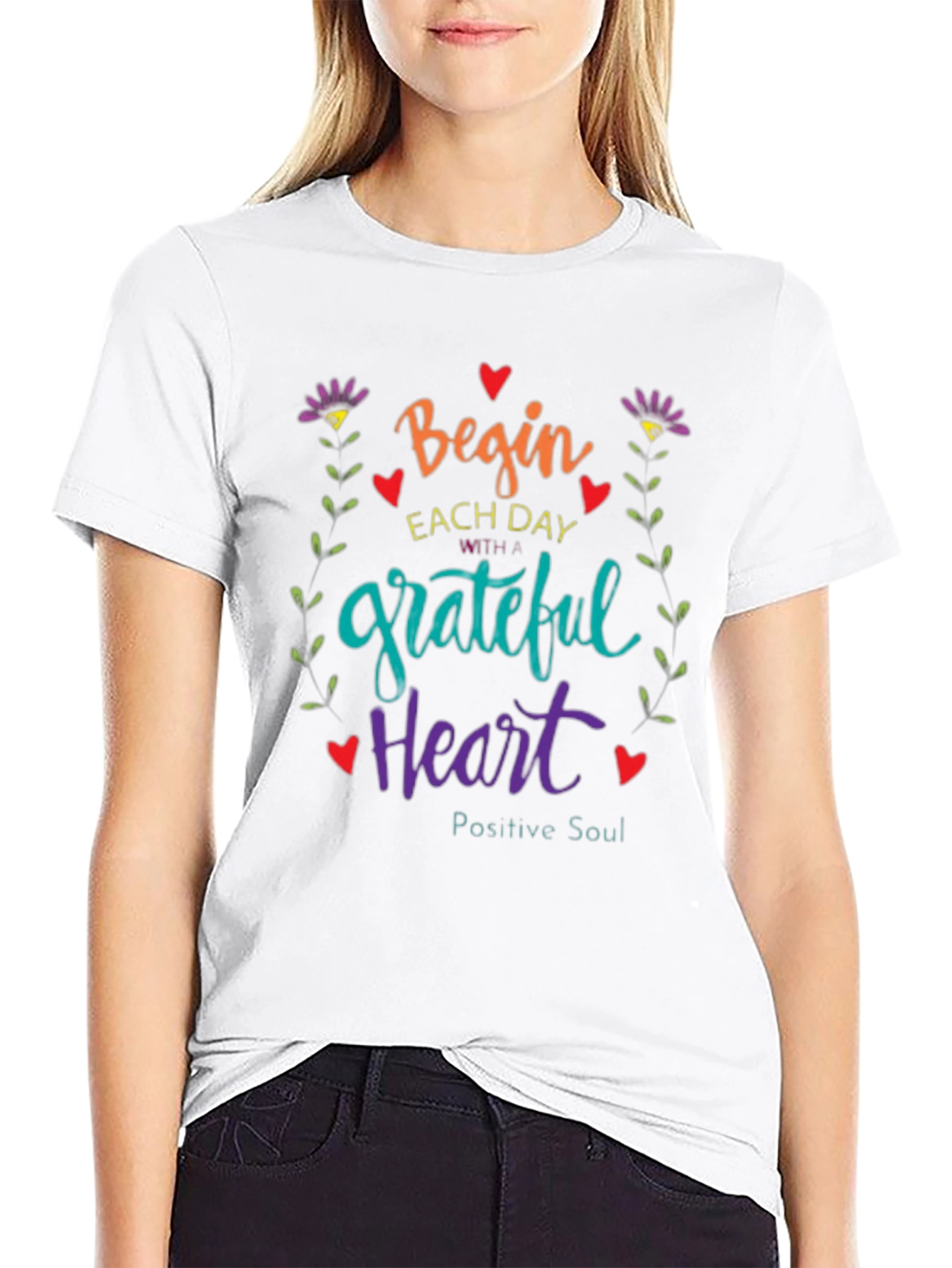 Grateful Heart Graphic Tee - Positive Soul Shirt