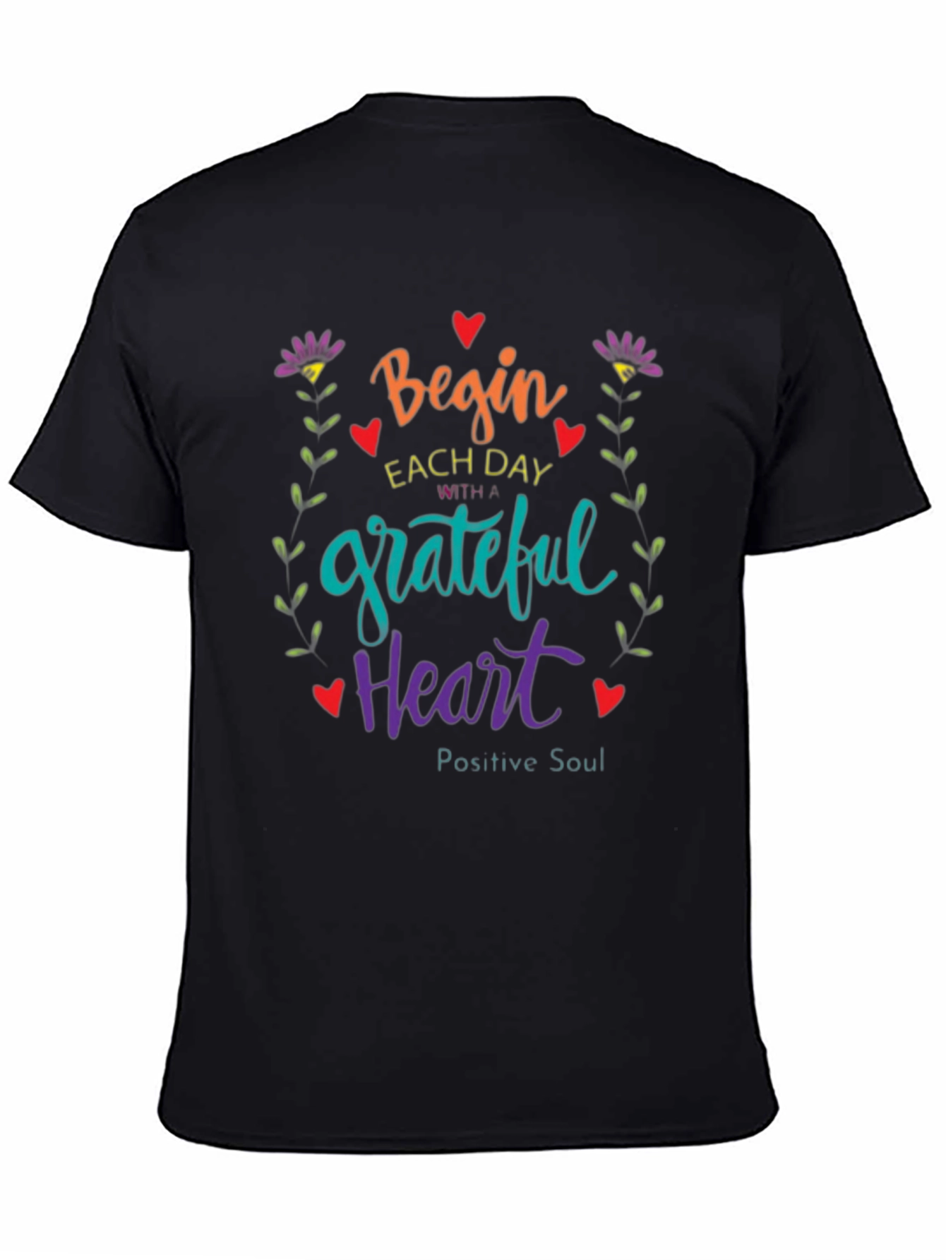 Grateful Heart Graphic Tee - Positive Soul Shirt