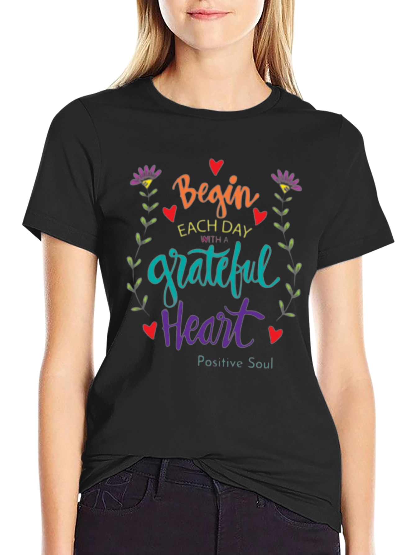 Grateful Heart Graphic Tee - Positive Soul Shirt