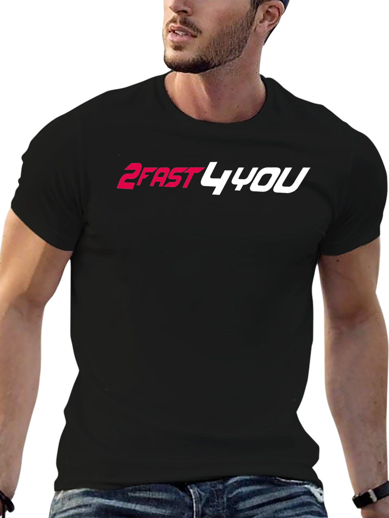 2FAST4YOU Graphic Tee - Black Cotton Blend