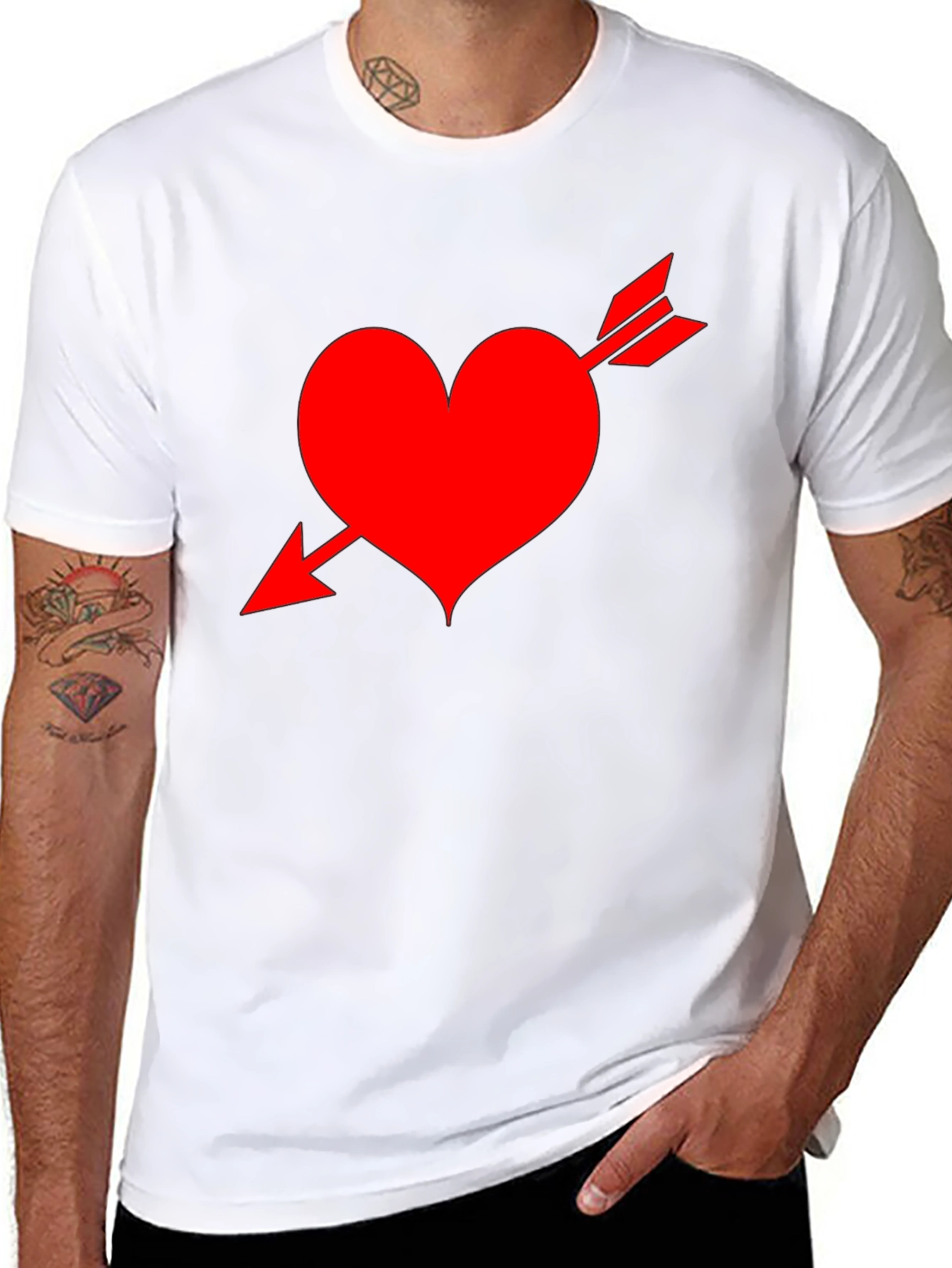 Heart Arrow Black T-Shirt - Valentines Day