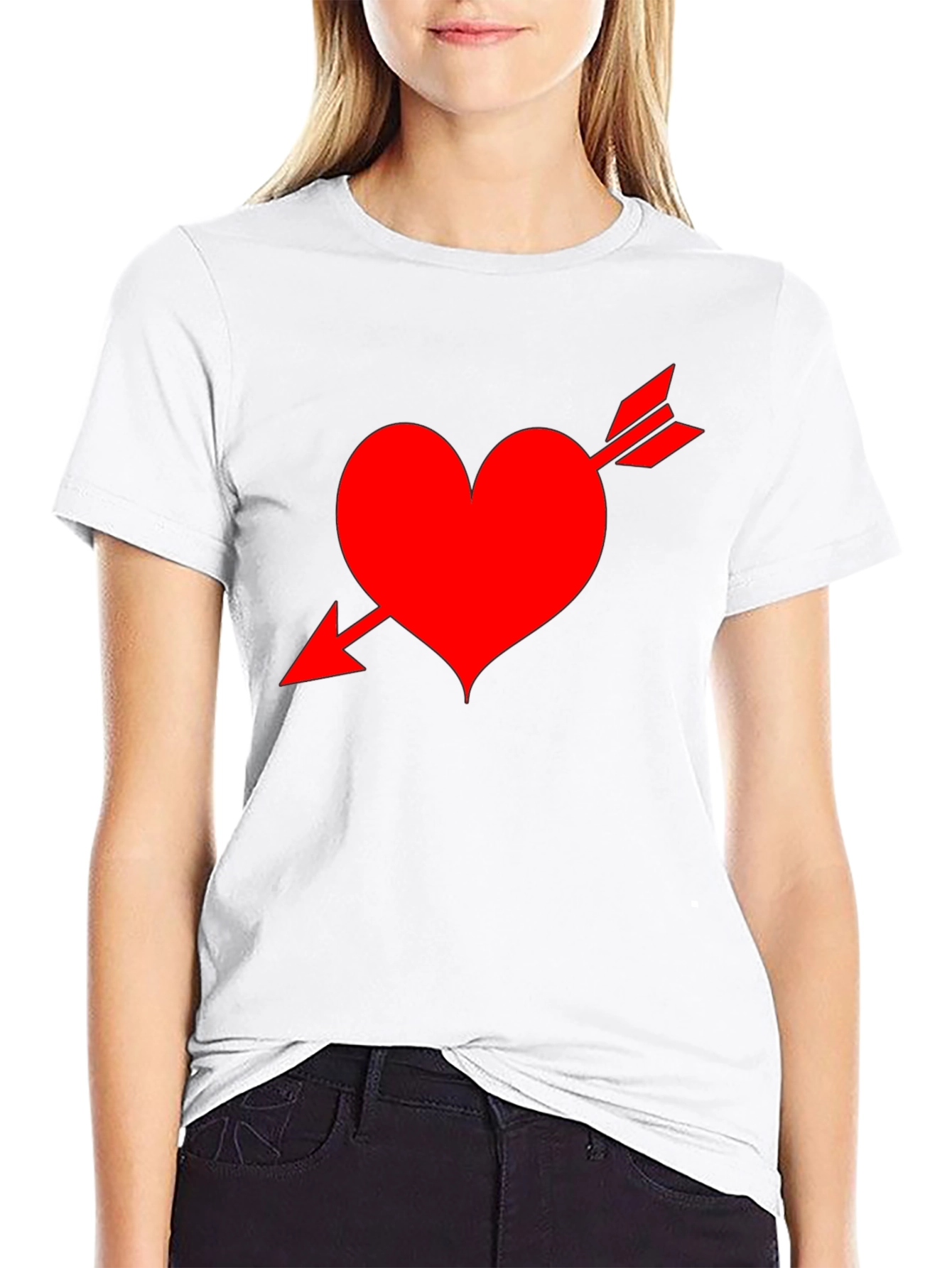 Heart Arrow Black T-Shirt - Valentines Day