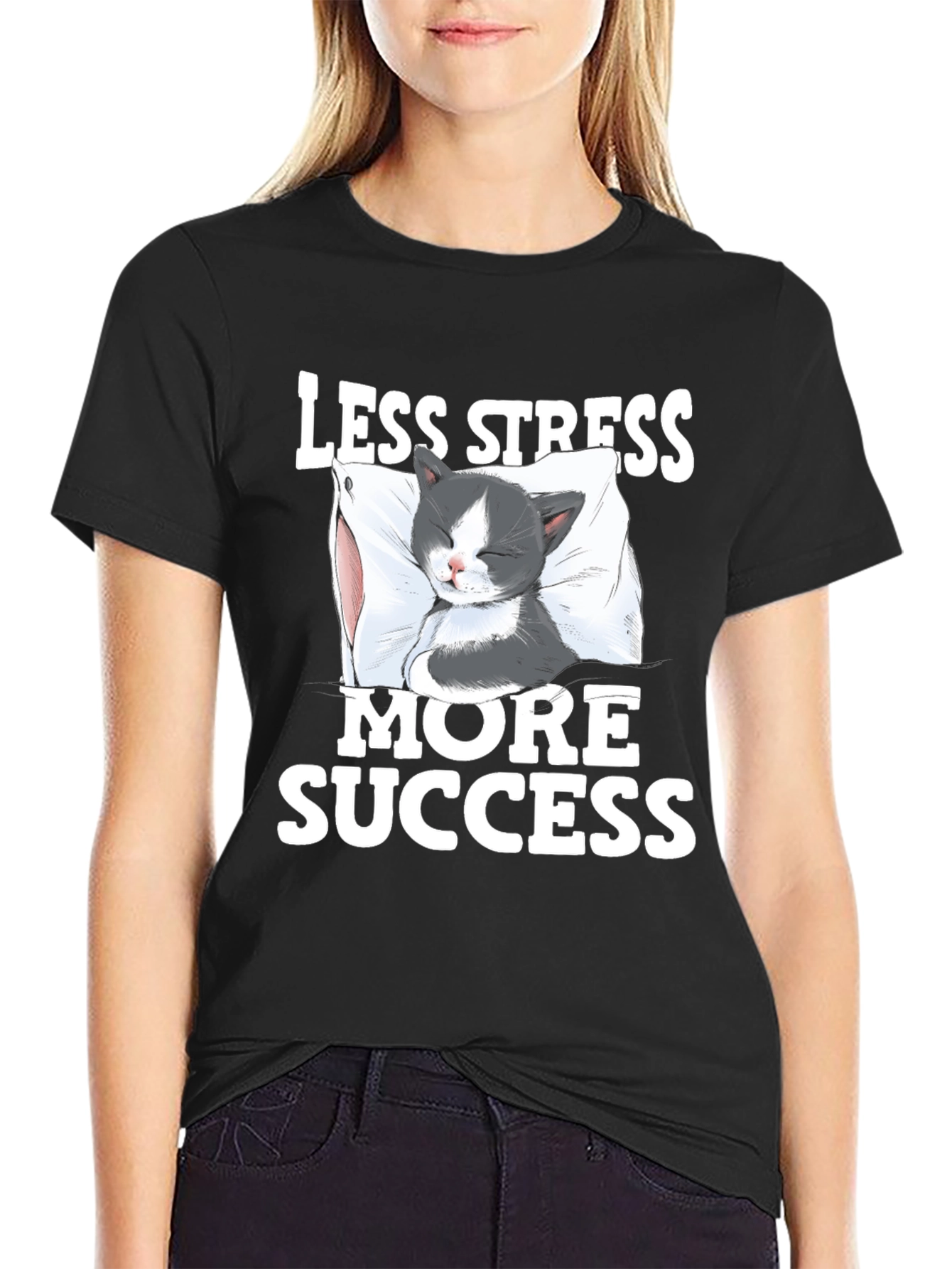Less Stress More Success Cat T-Shirt