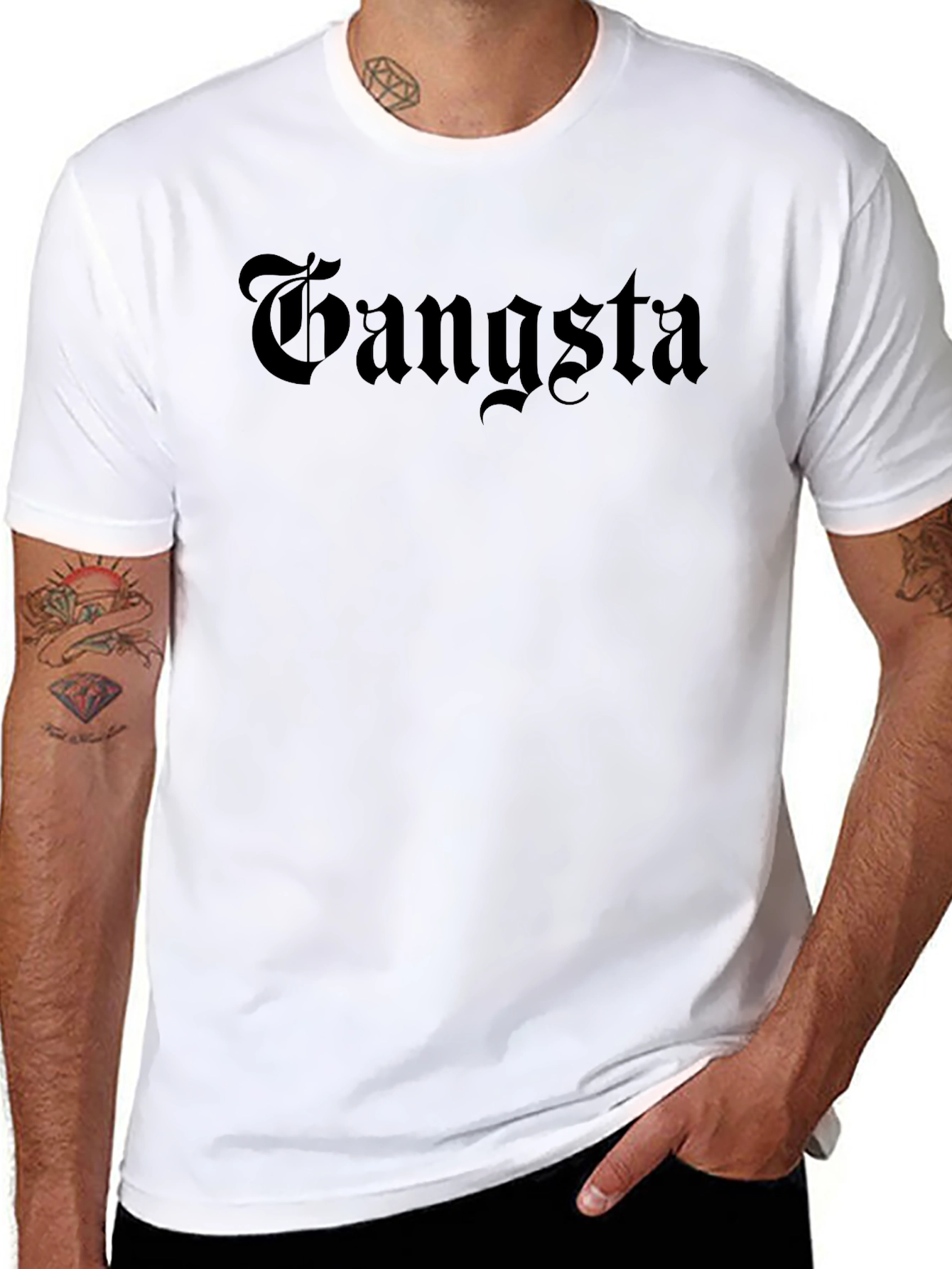 Gangsta Black Gothic Tee - Classic Streetwear Style
