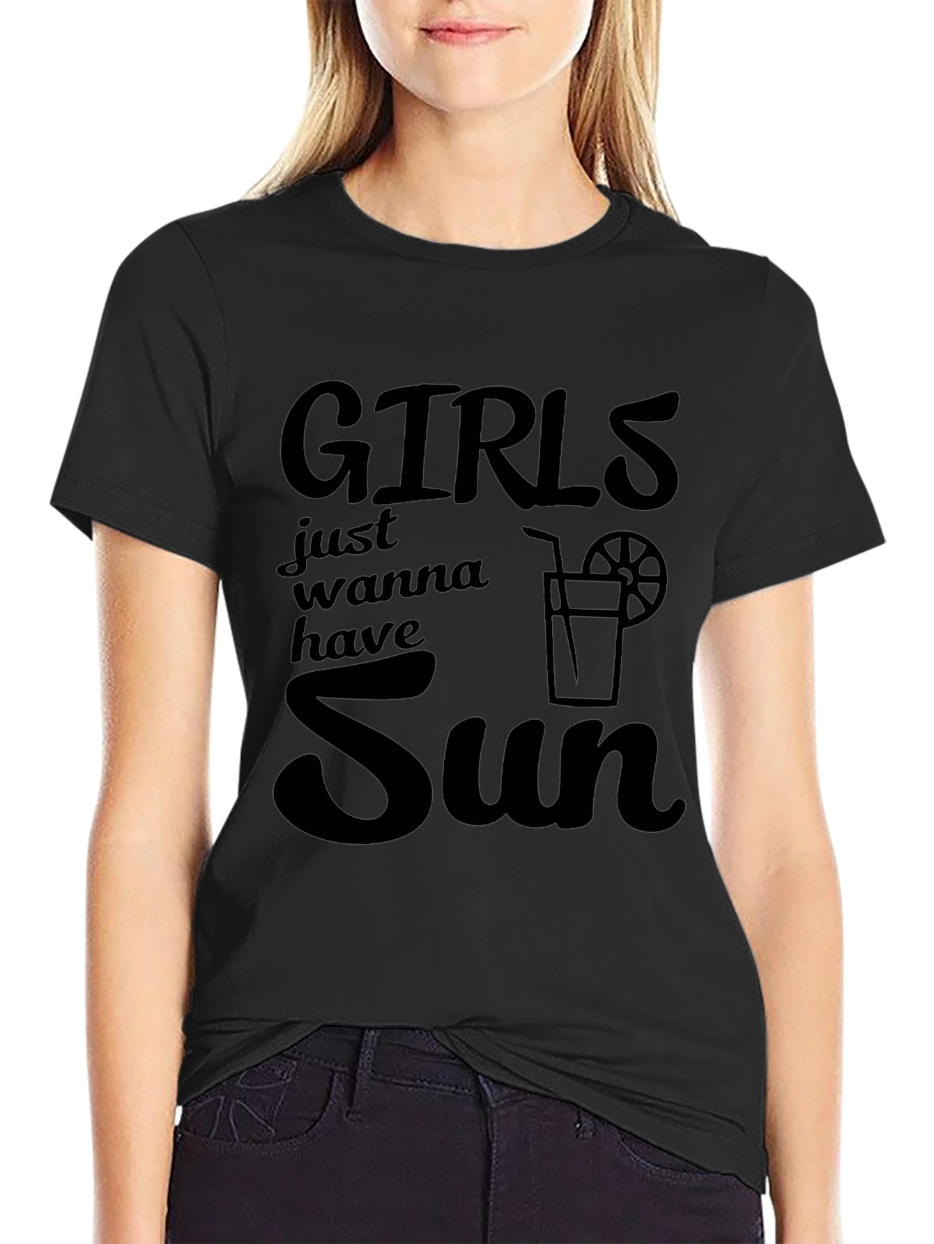 Girls Just Wanna Have Sun Black T-Shirt