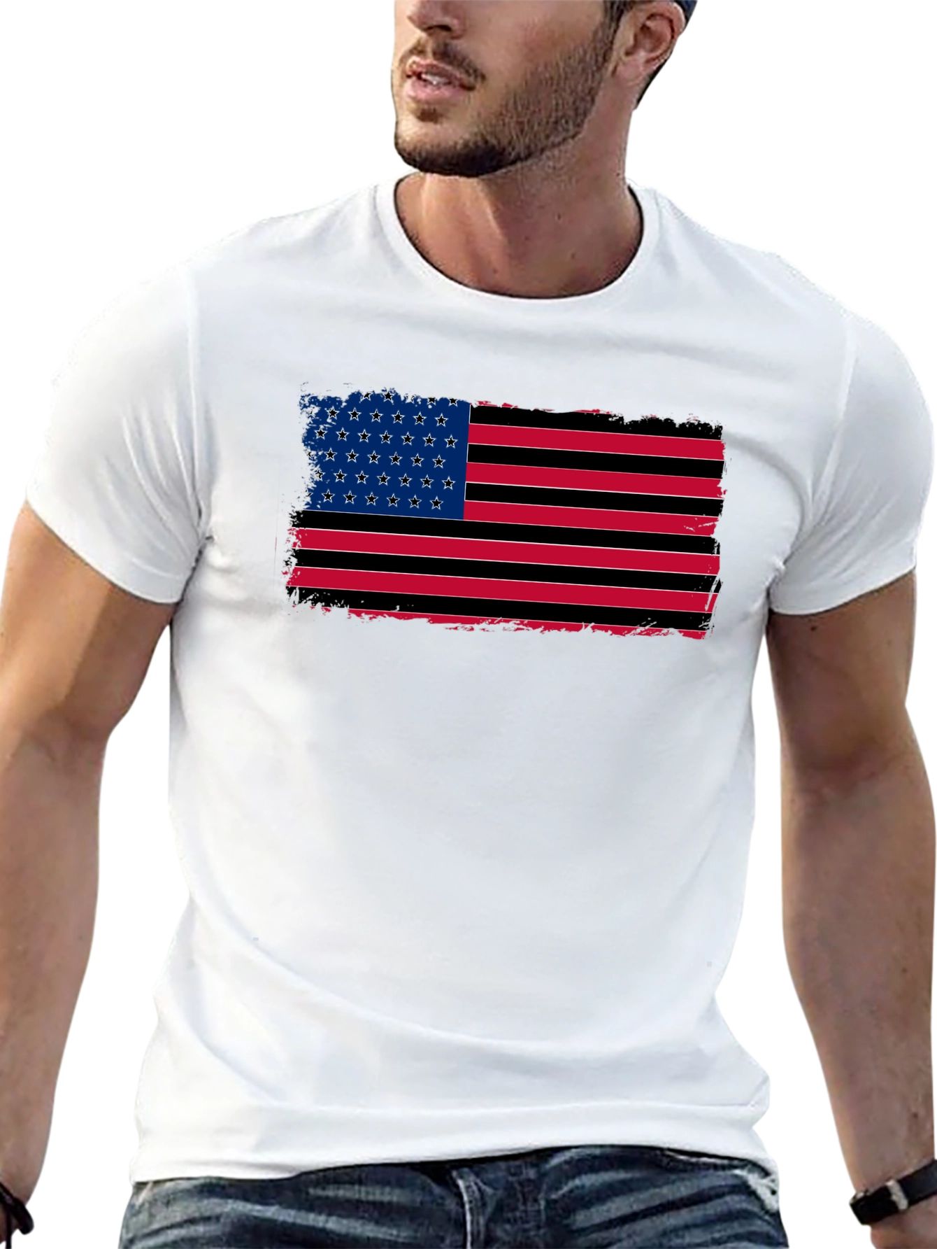 American Flag Distressed Graphic T-Shirt