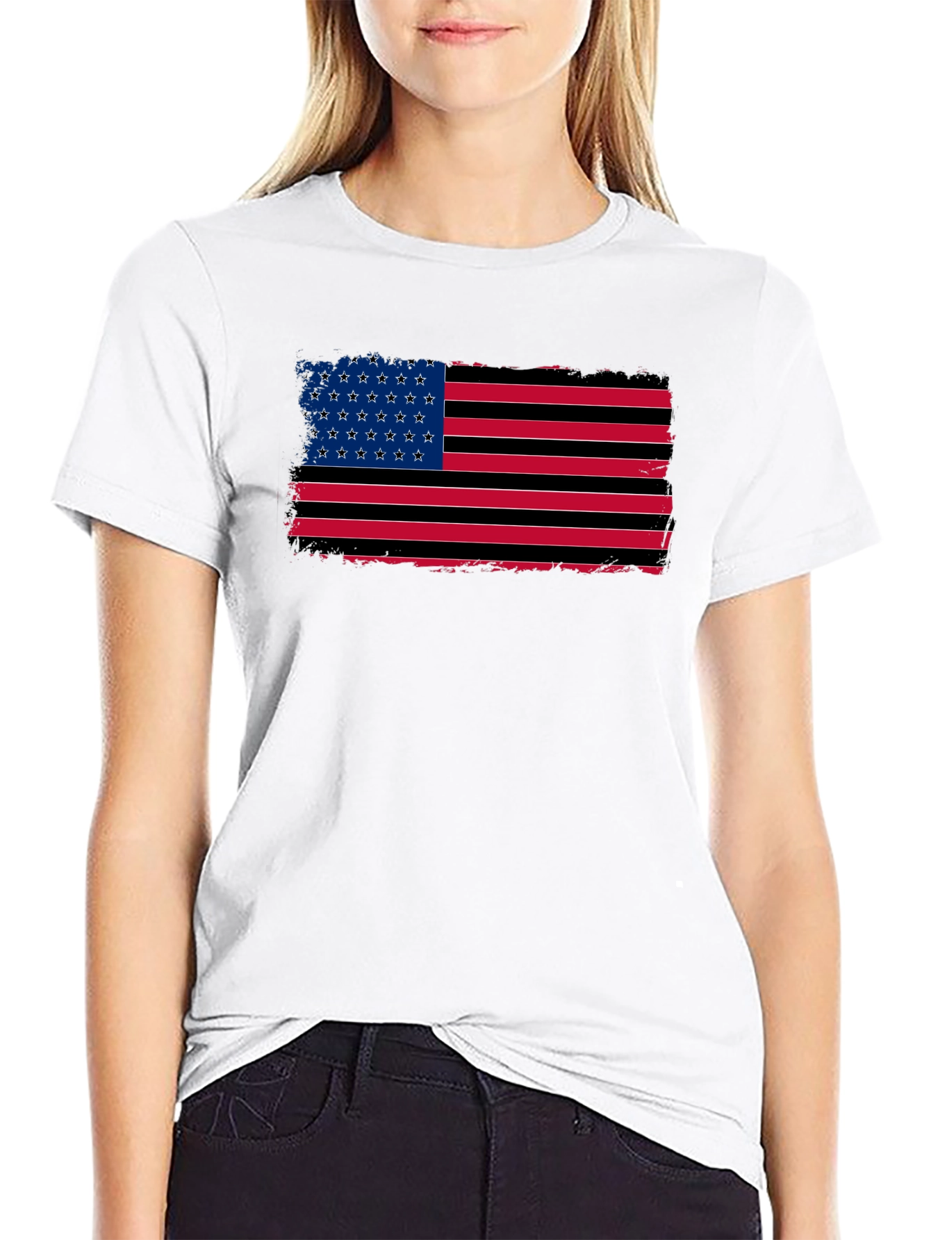 American Flag Distressed Graphic T-Shirt