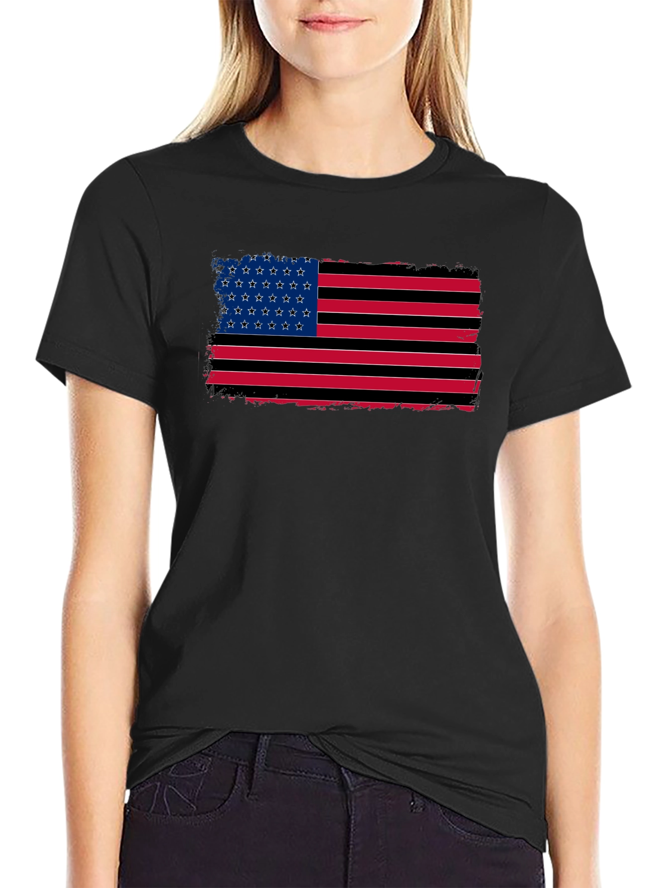 American Flag Distressed Graphic T-Shirt