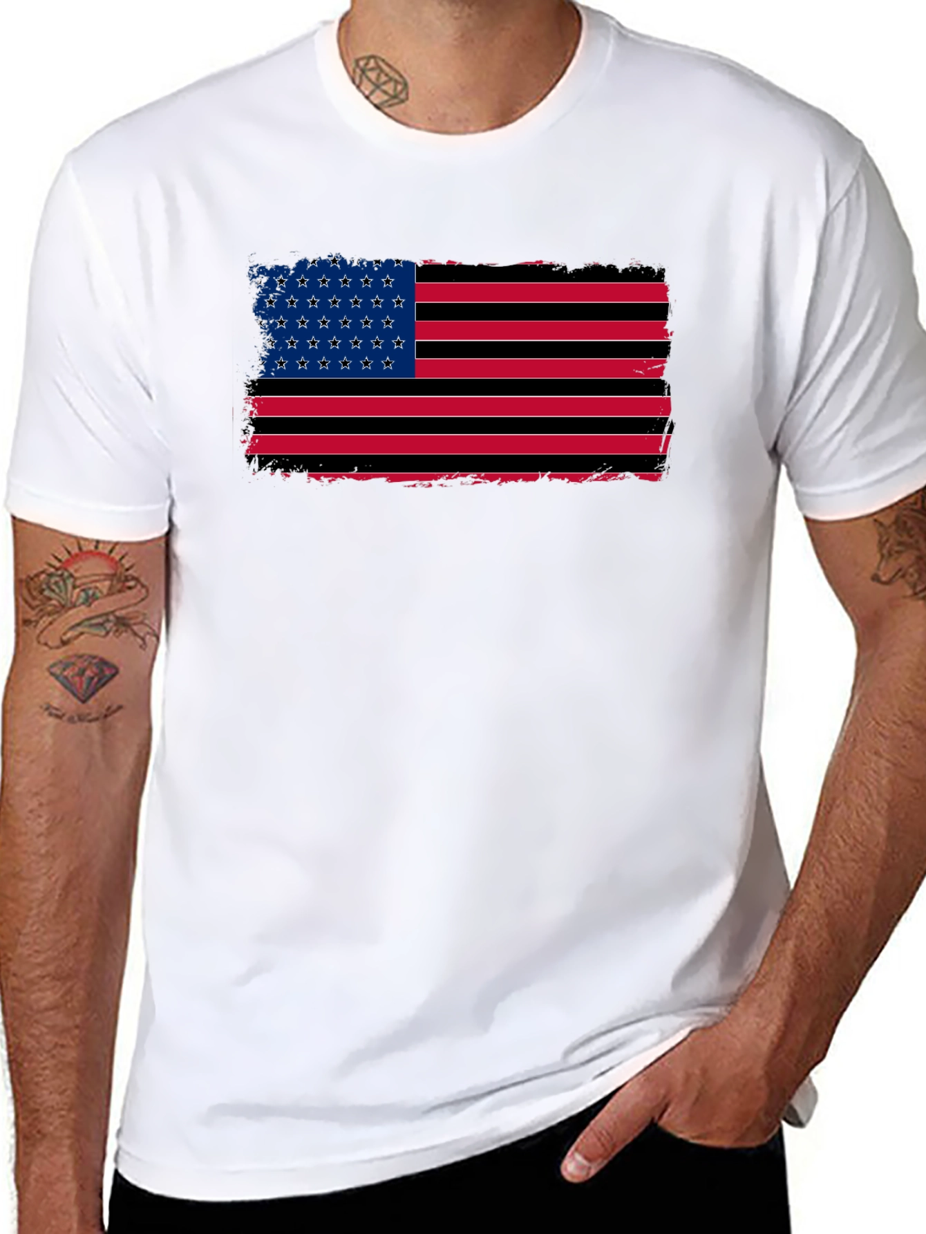 American Flag Distressed Graphic T-Shirt