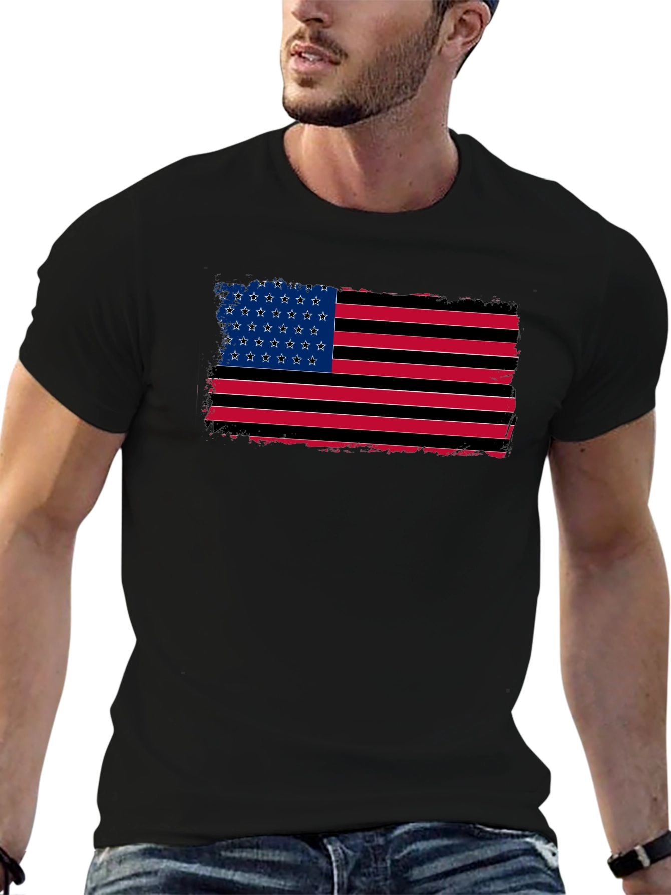 American Flag Distressed Graphic T-Shirt