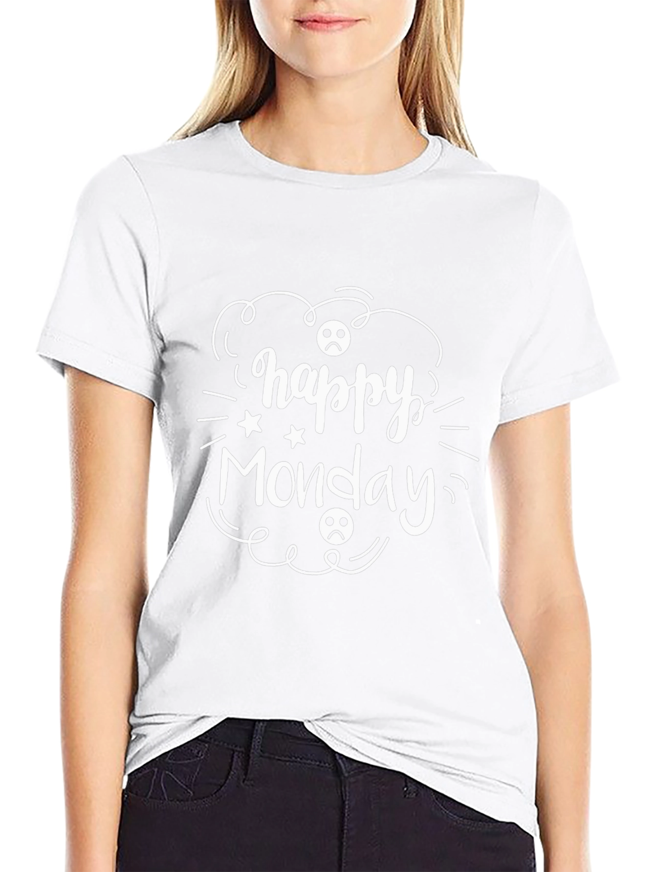 Happy Monday Black Graphic T-Shirt