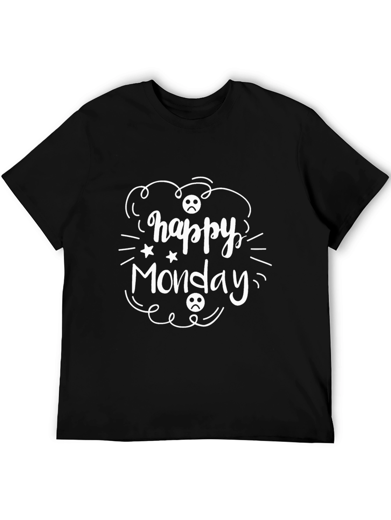 Happy Monday Black Graphic T-Shirt