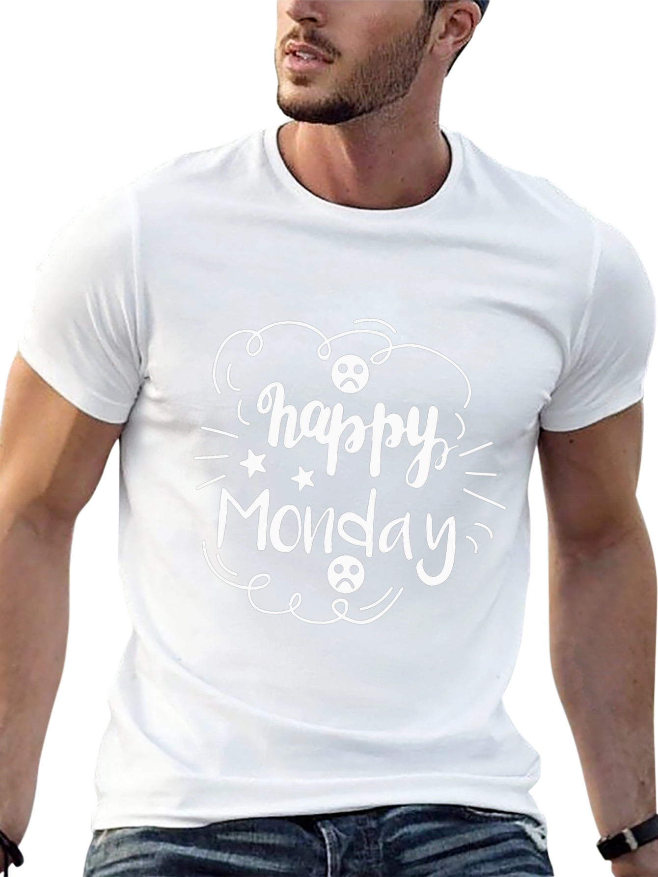 Happy Monday Black Graphic T-Shirt