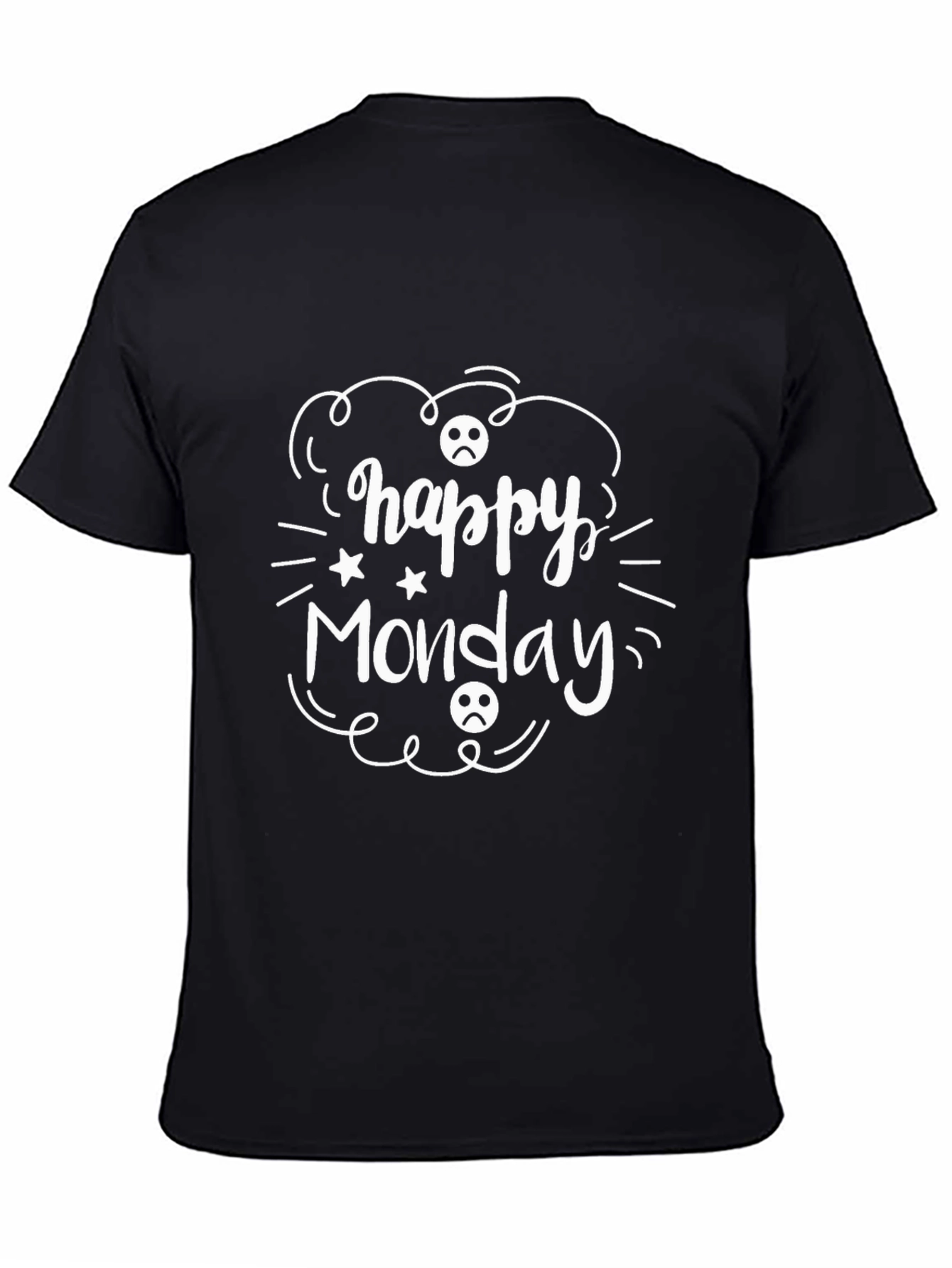 Happy Monday Black Graphic T-Shirt
