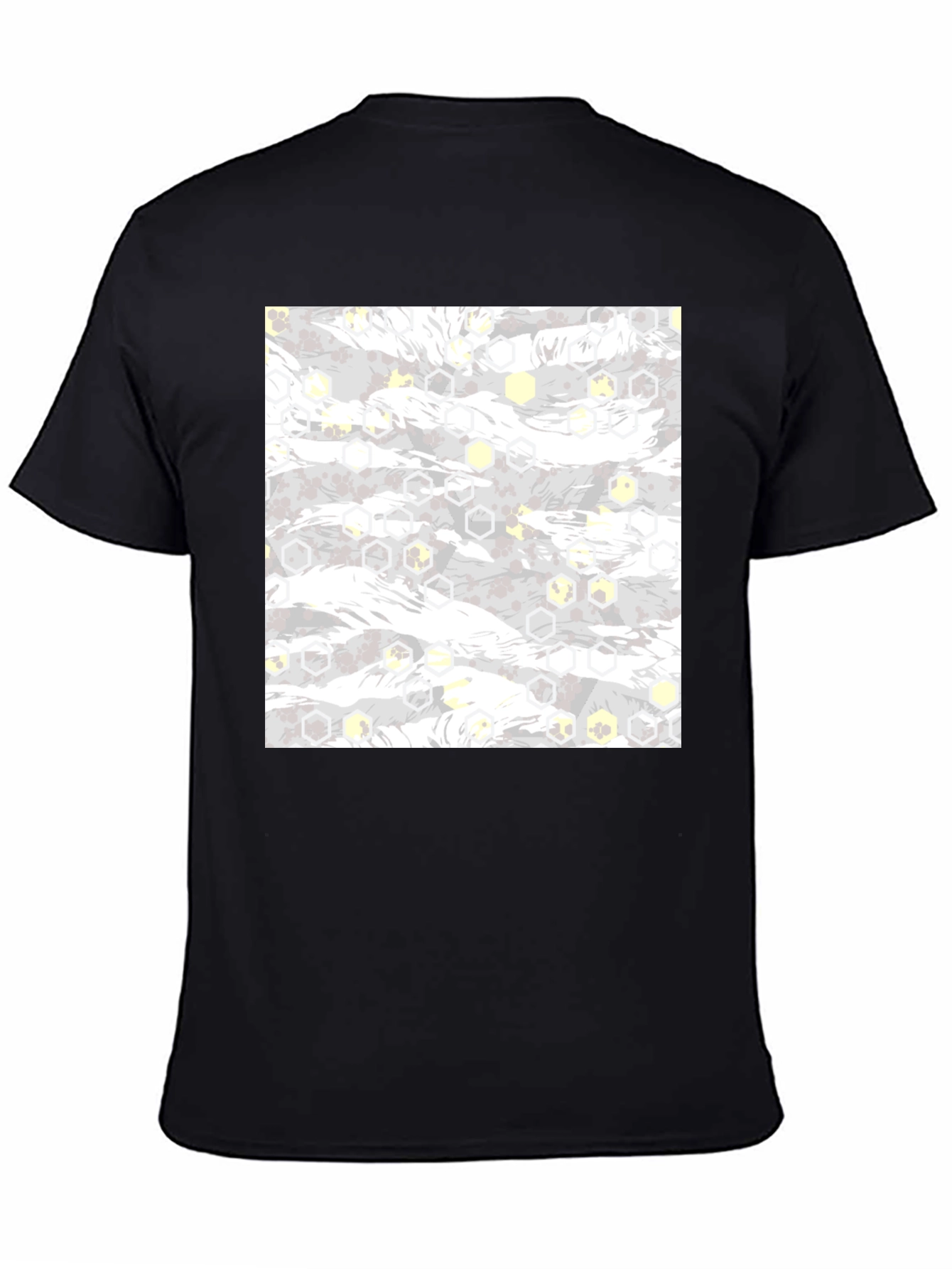 Geometric Camo Print Black Tee