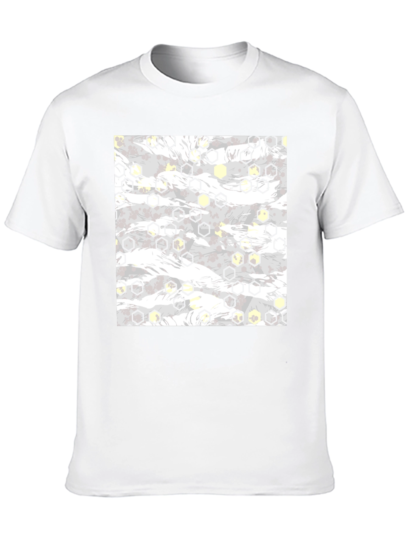 Geometric Camo Print Black Tee