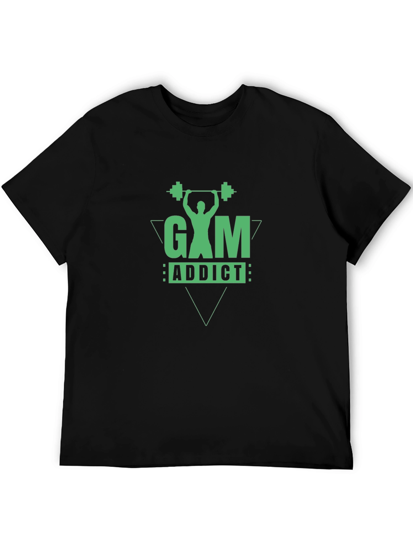 Gym Addict Graphic Tee - Black Cotton Fitness Shirt
