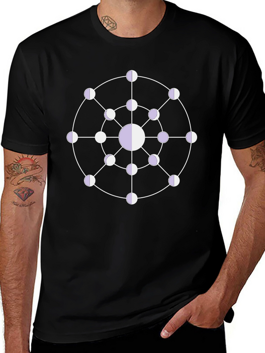 Geometric Moon Phase T-Shirt - Black