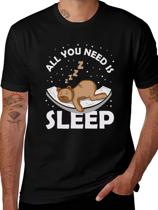 All You Need Is Sleep Graphic T-Shirt - Black Cotton