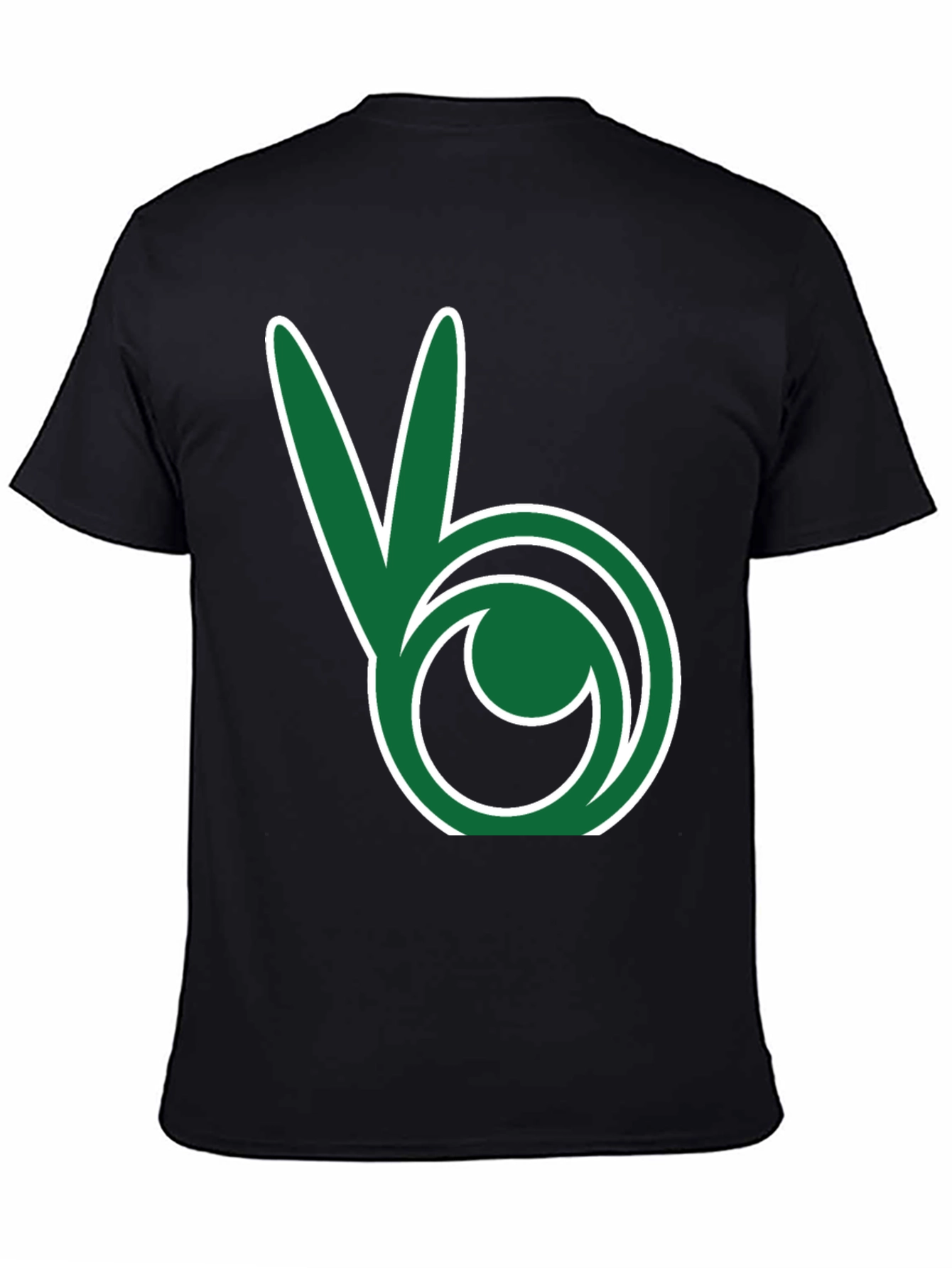 Green Peace Sign Black T-Shirt
