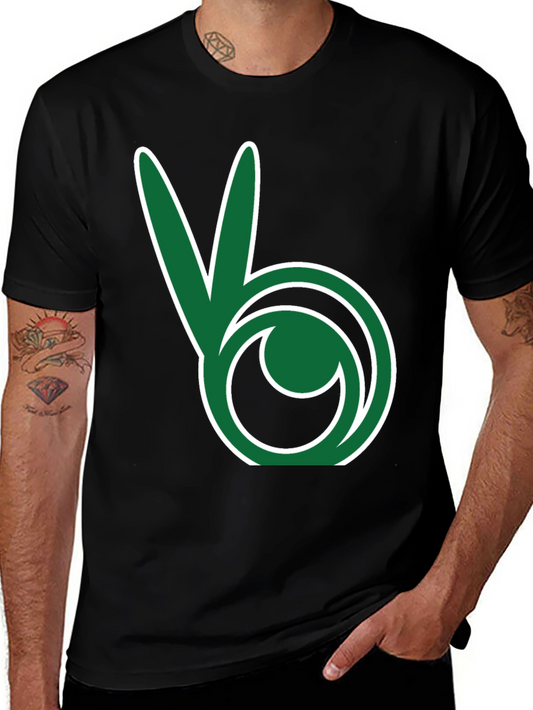 Green Peace Sign Black T-Shirt