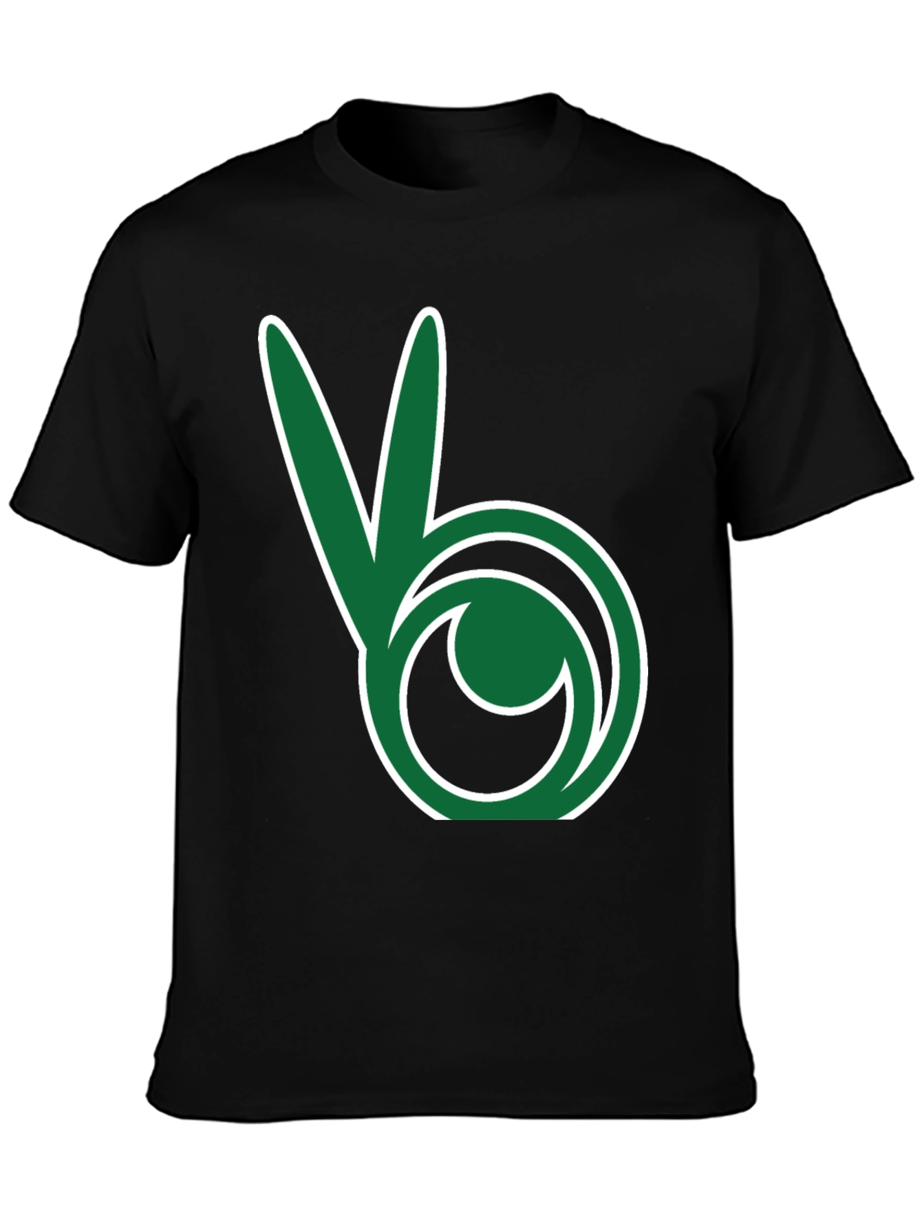 Green Peace Sign Black T-Shirt