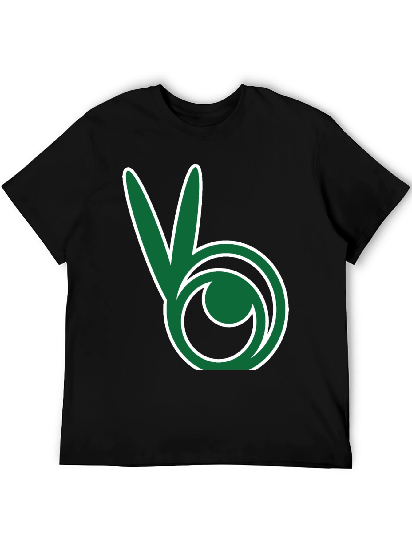 Green Peace Sign Black T-Shirt