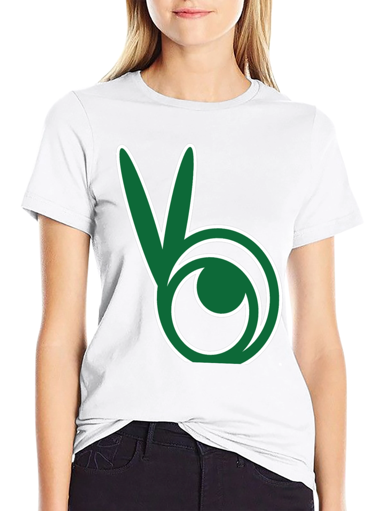 Green Peace Sign Black T-Shirt