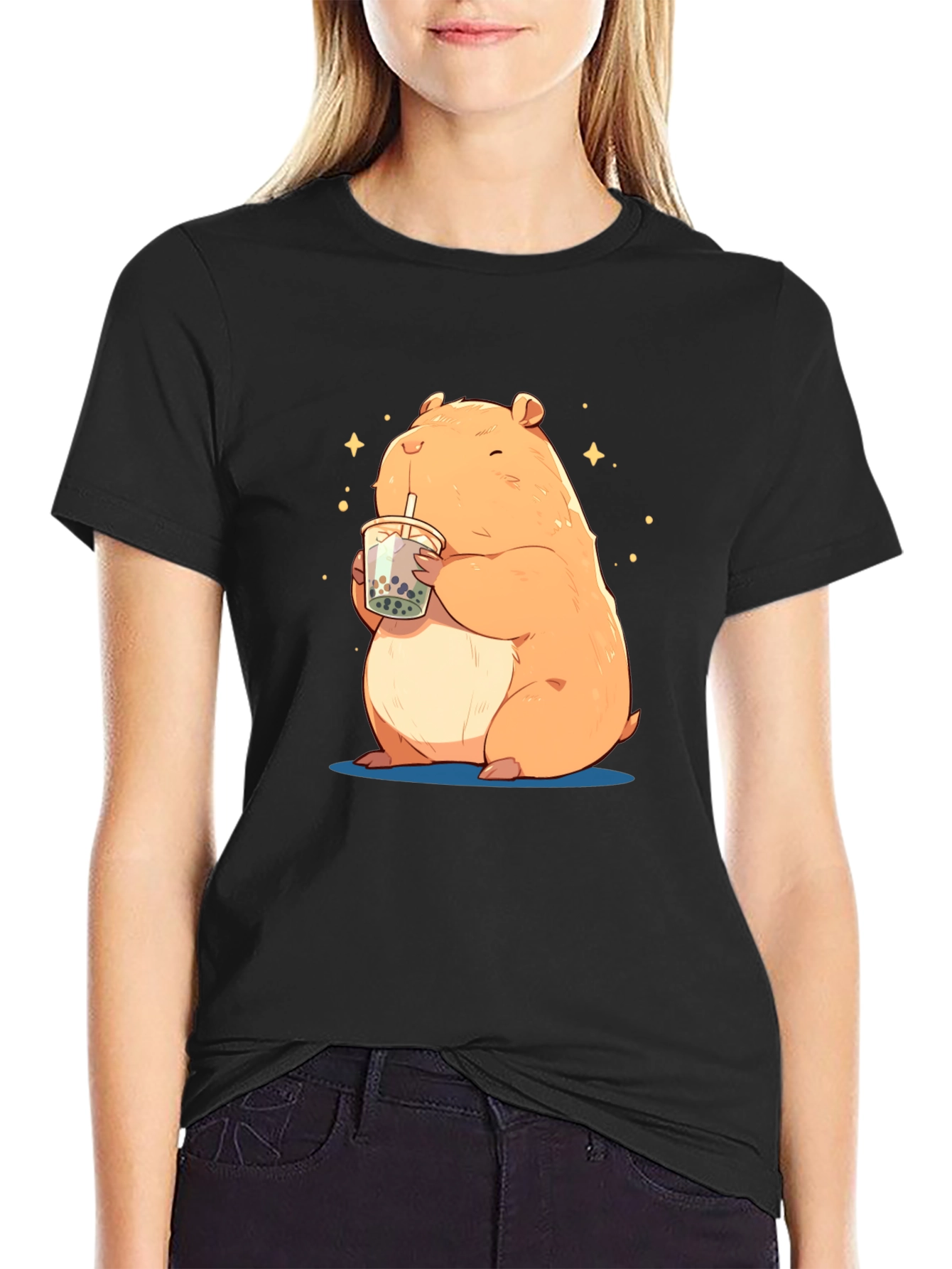Hamster Boba Tea Graphic T-Shirt