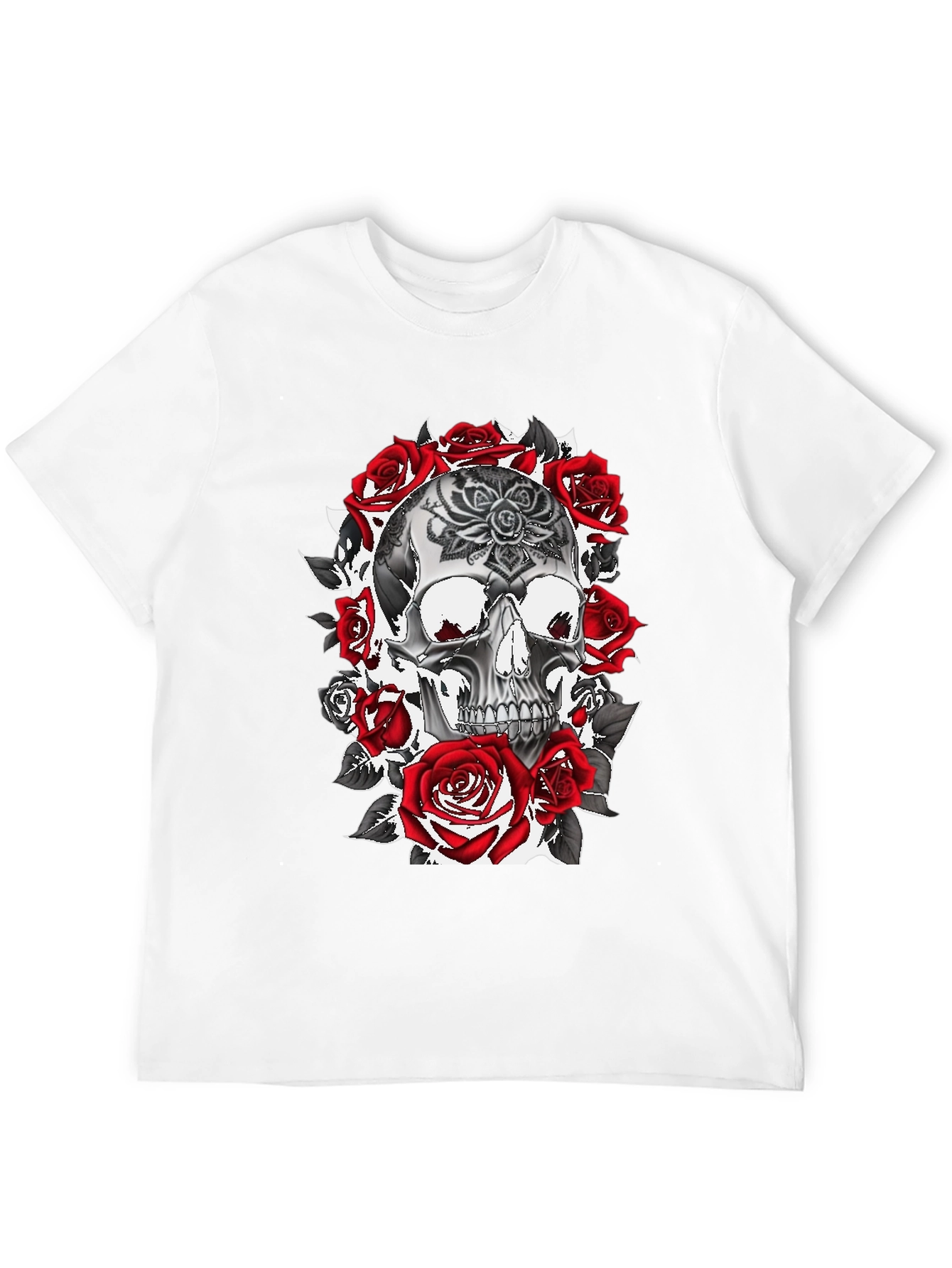 Skull & Roses Graphic Tee - Gothic Style