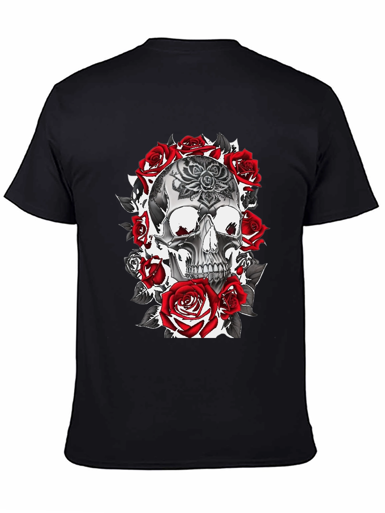 Skull & Roses Graphic Tee - Gothic Style