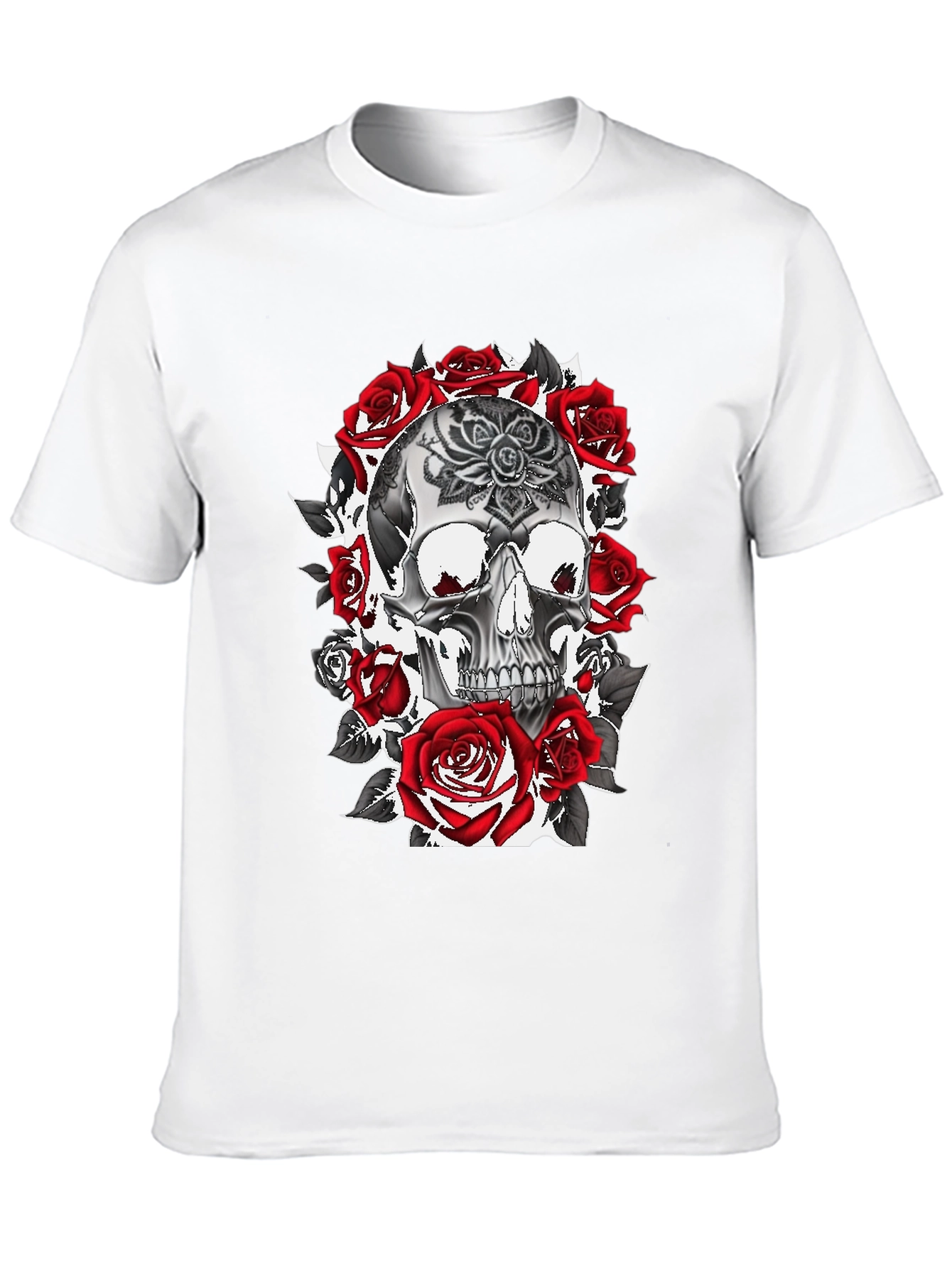 Skull & Roses Graphic Tee - Gothic Style